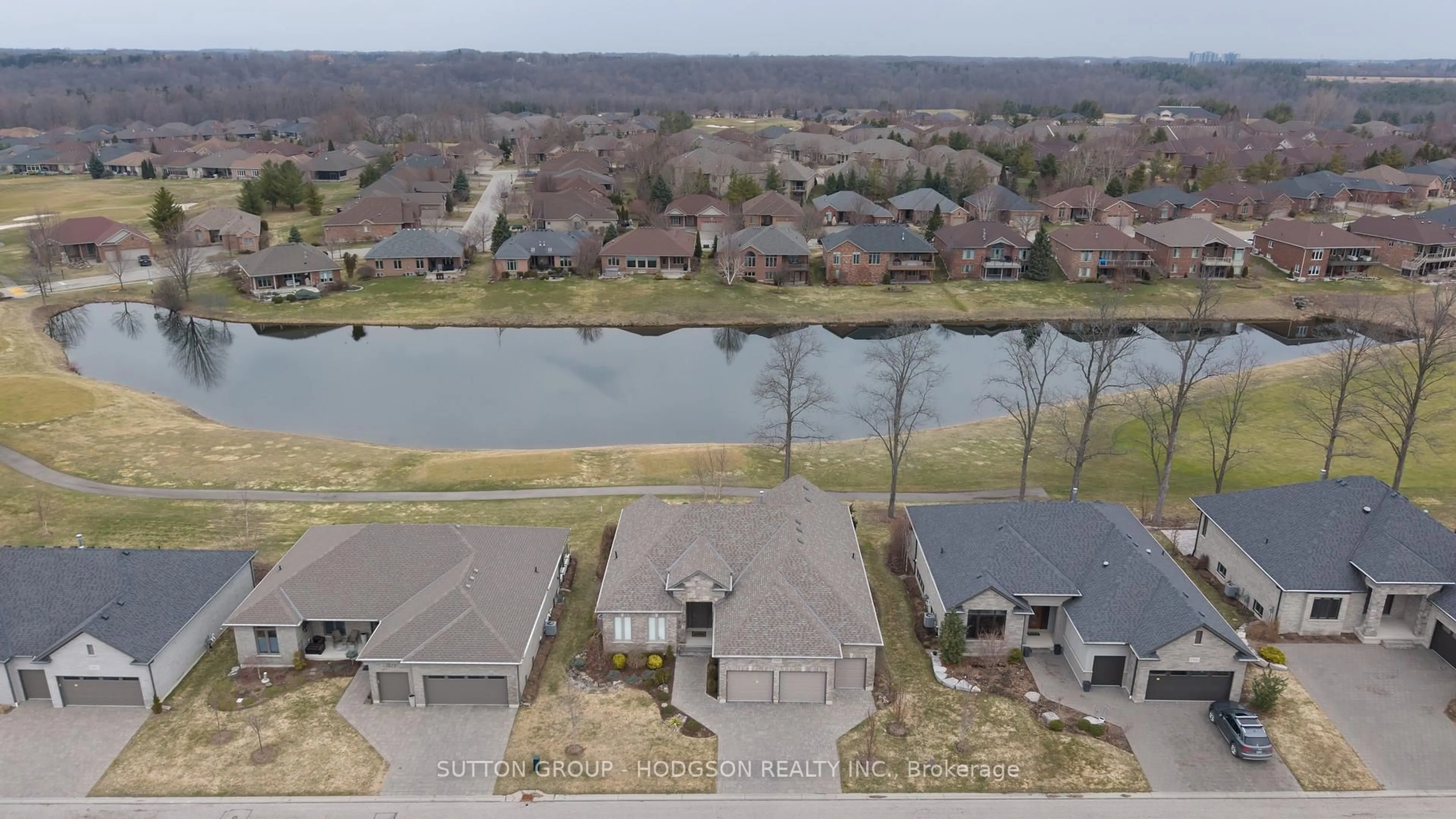 A pic from outside/outdoor area/front of a property/back of a property/a pic from drone, water/lake/river/ocean view for 1583 Ed Ervasti Lane, London South Ontario N6K 5R7