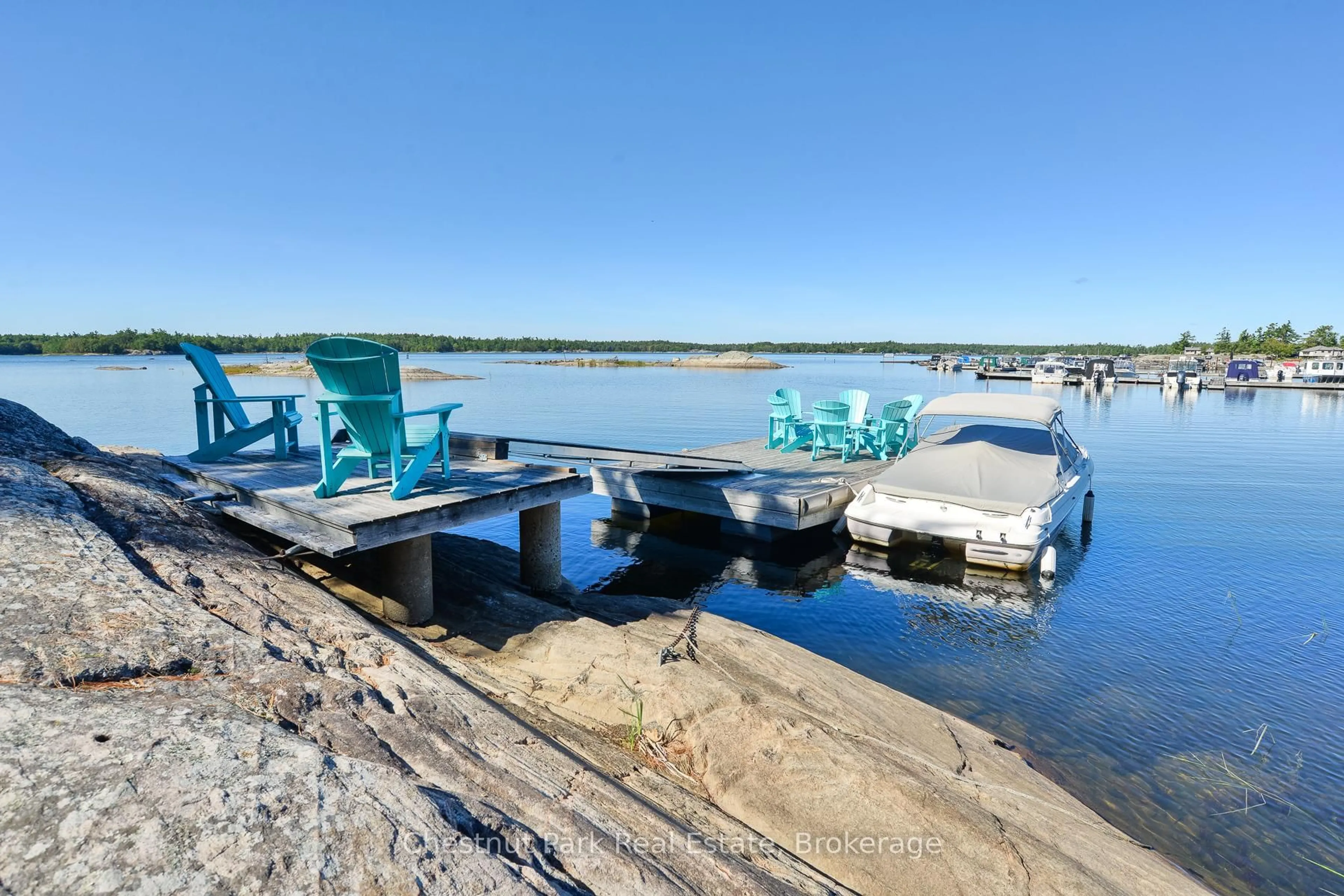 Patio, water/lake/river/ocean view for 8 Woods Bay Lane, The Archipelago Ontario P2A 3B2