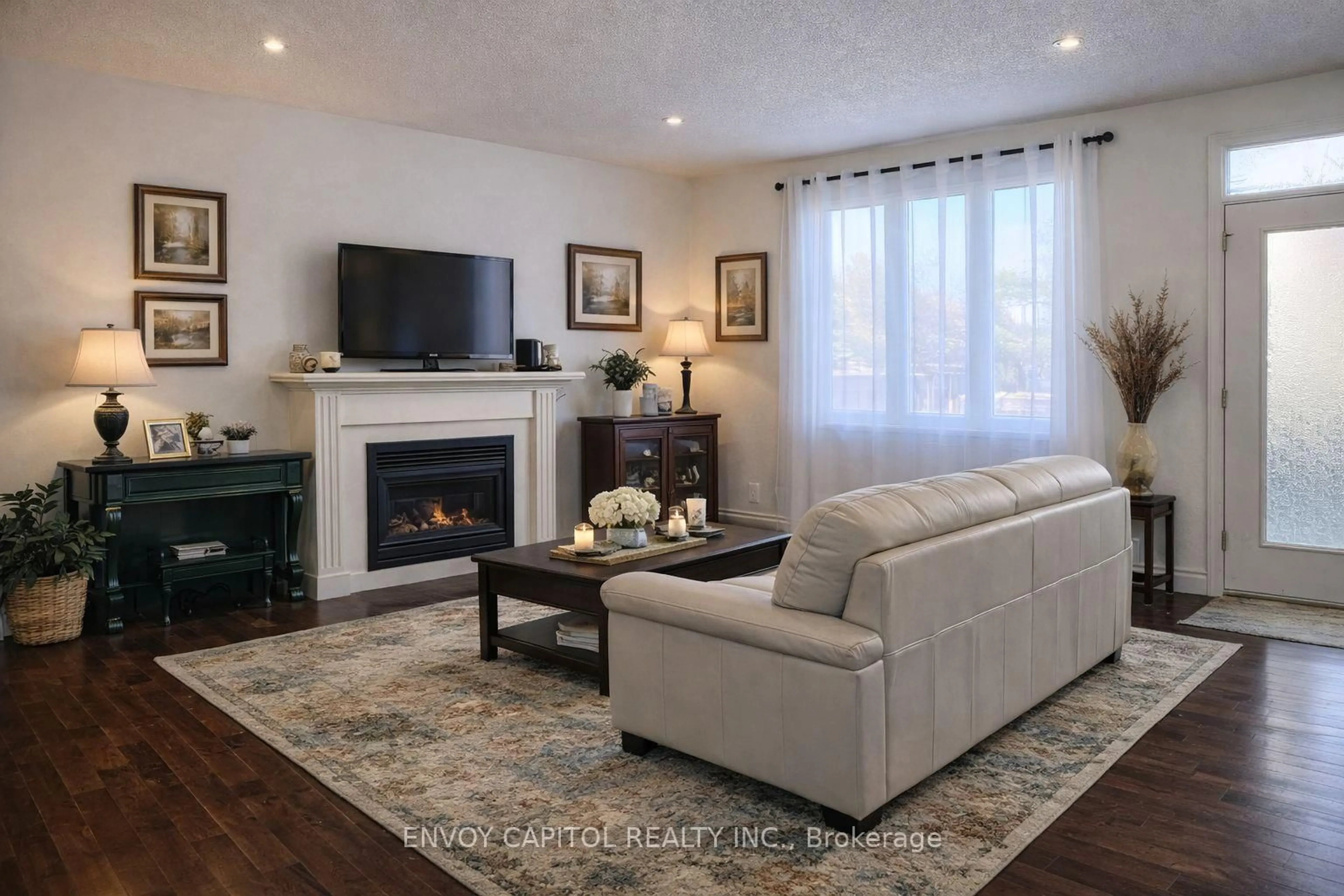 Living room with furniture, wood/laminate floor for 402 Palamino Pl, Waterloo Ontario N2K 4K5
