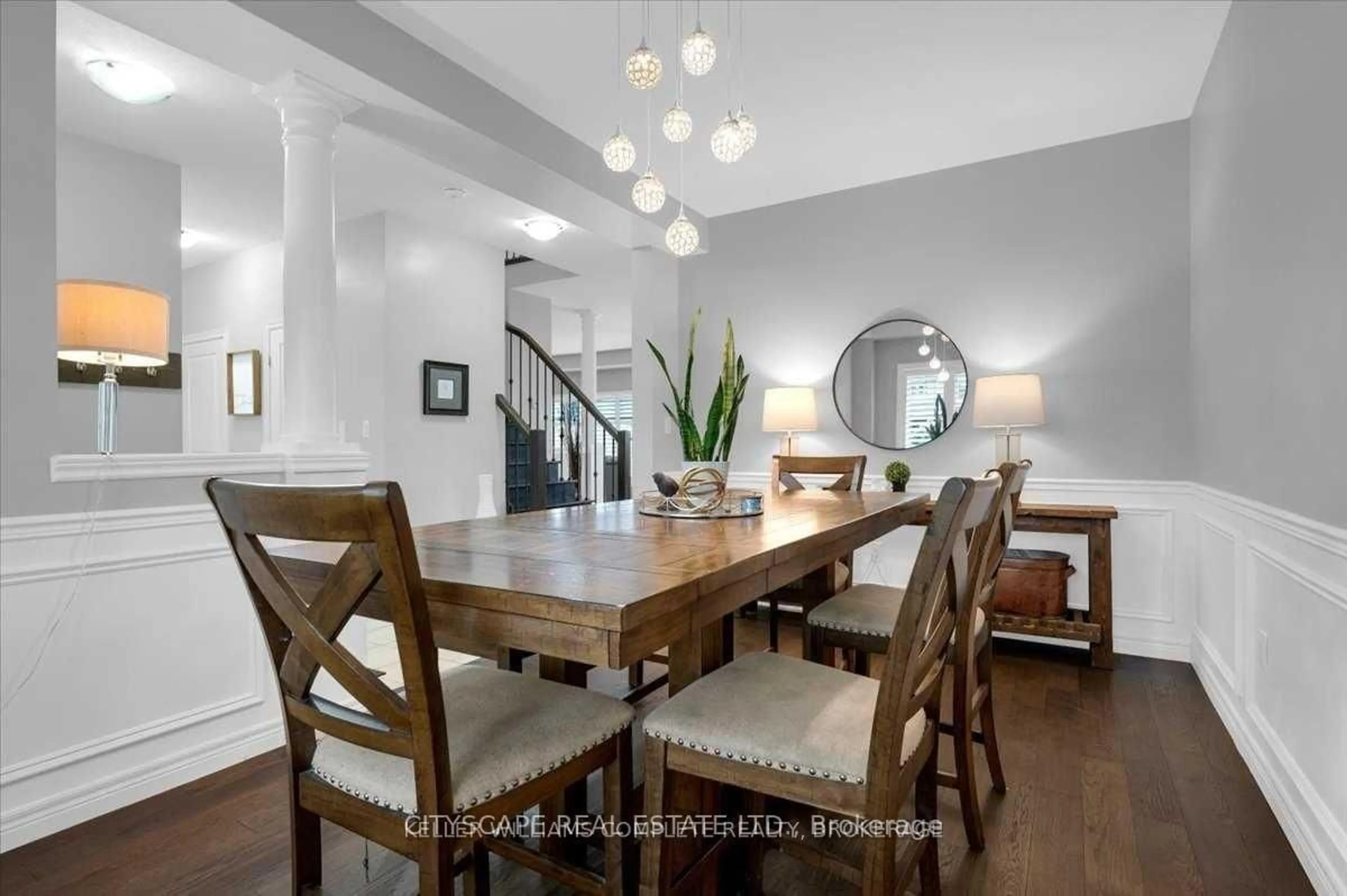 Dining room, wood/laminate floor for 40 Blue Ribbon Way, Hamilton Ontario L0R 1C0