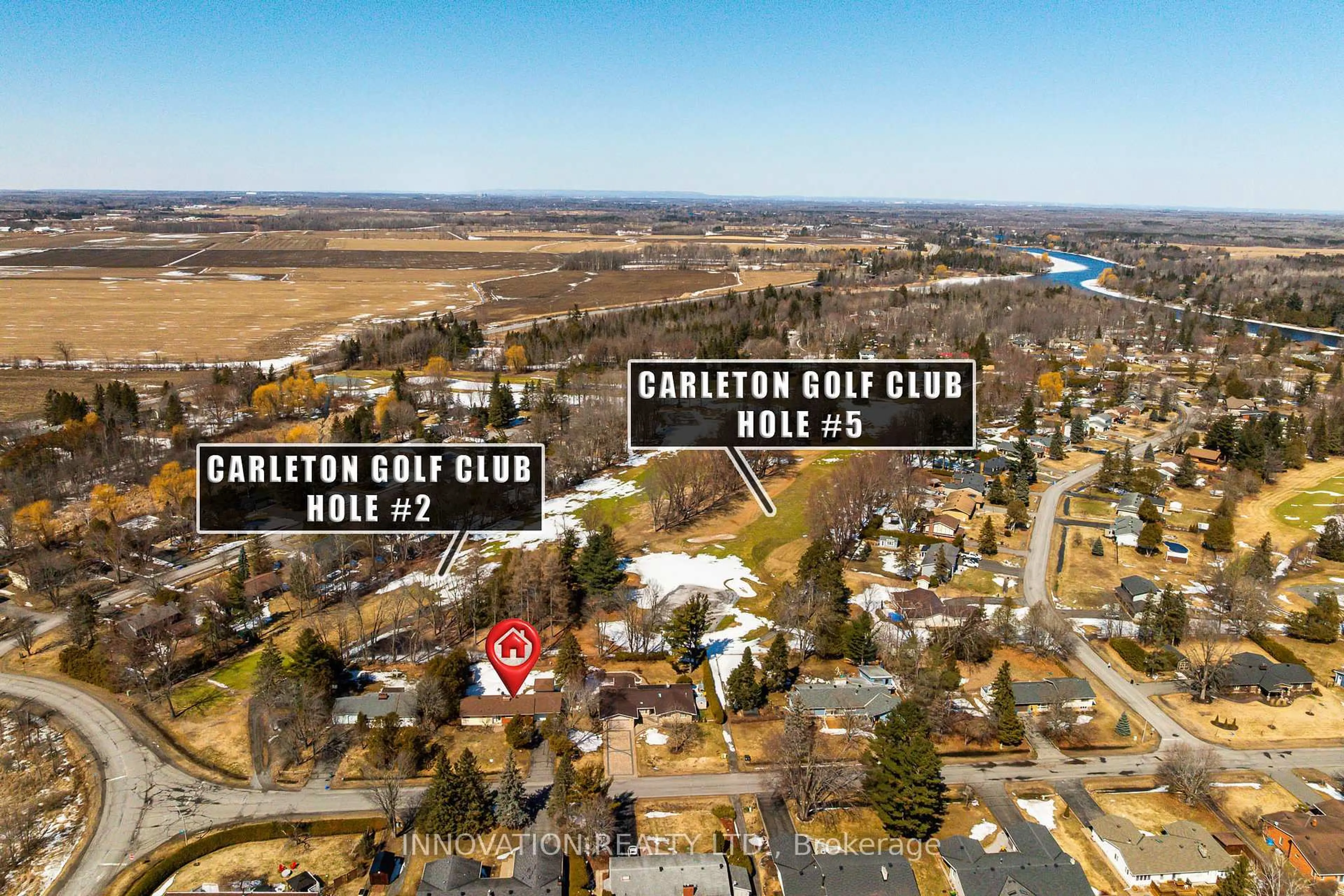 A pic from outside/outdoor area/front of a property/back of a property/a pic from drone, mountain view for 1303 Fairway Dr, Manotick Ontario K4M 1B3