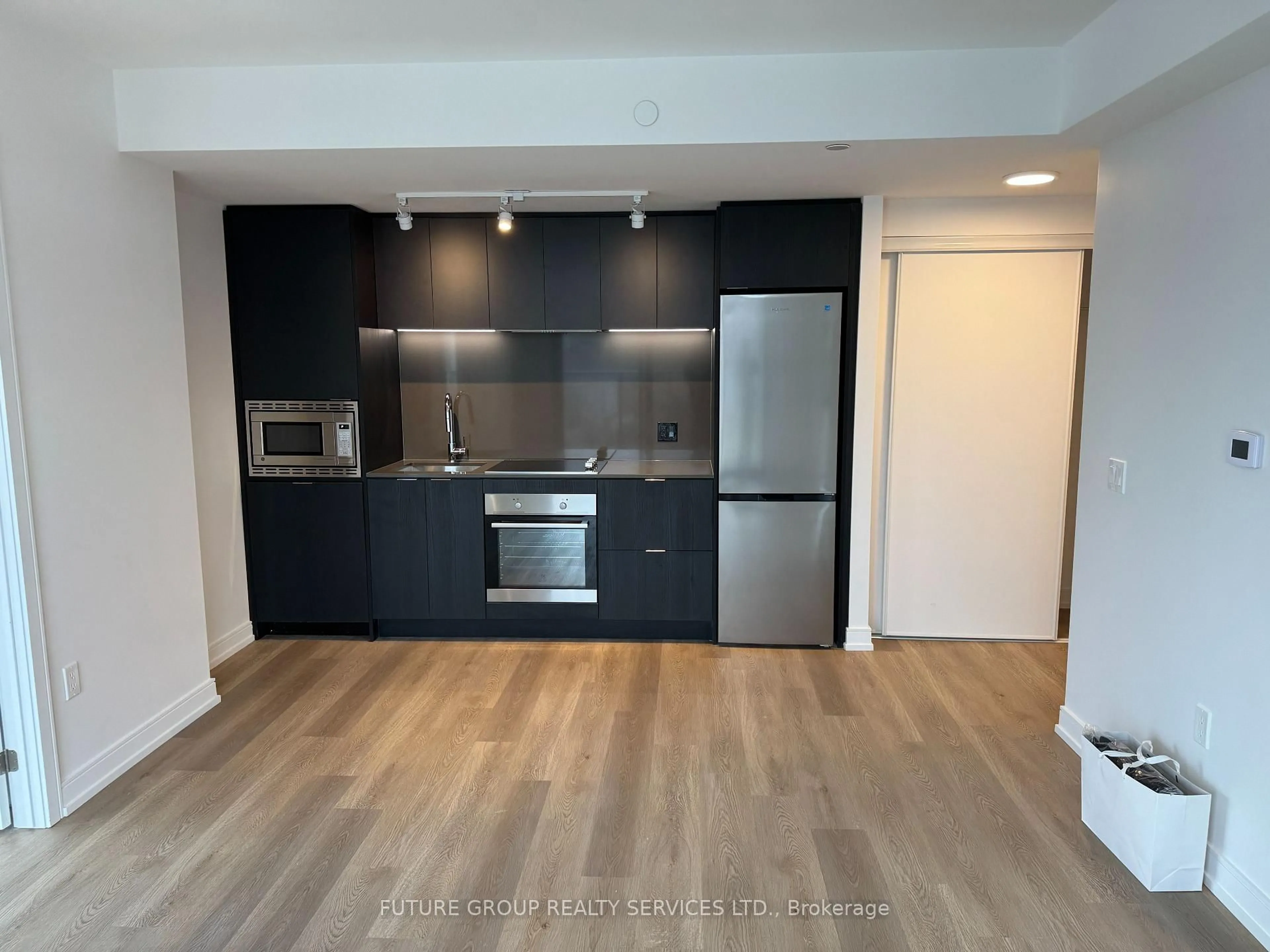 Open concept kitchen, wood/laminate floor for 1 Jarvis St #1208, Hamilton Ontario L8R 3J2
