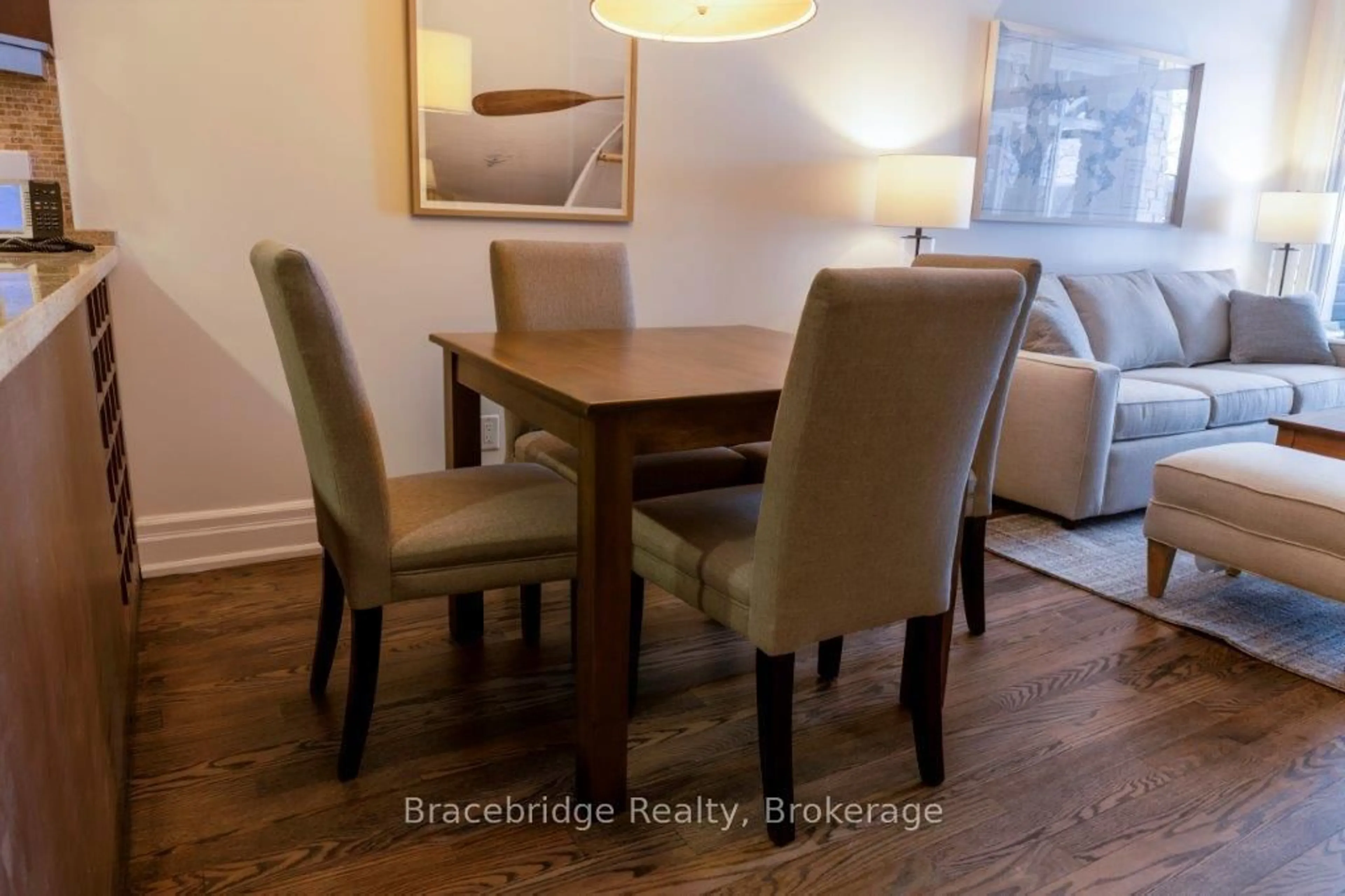 Dining room, wood/laminate floor for 1869 Muskoka Rd 118 Highway #A103-D1, Muskoka Lakes Ontario P1L 1W8
