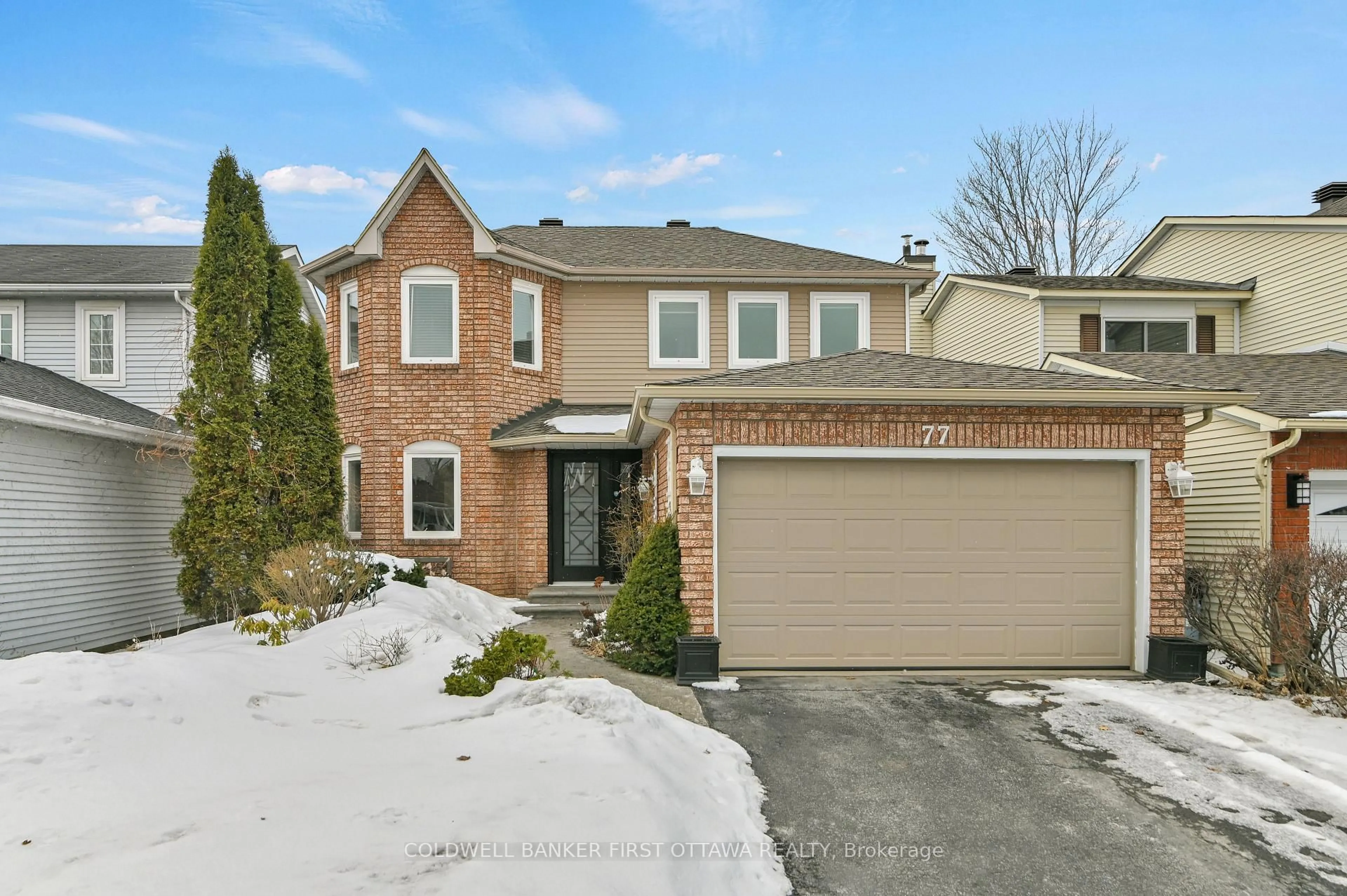 Home with brick exterior material, street for 77 Topley Cres, Ottawa Ontario K1G 4M8