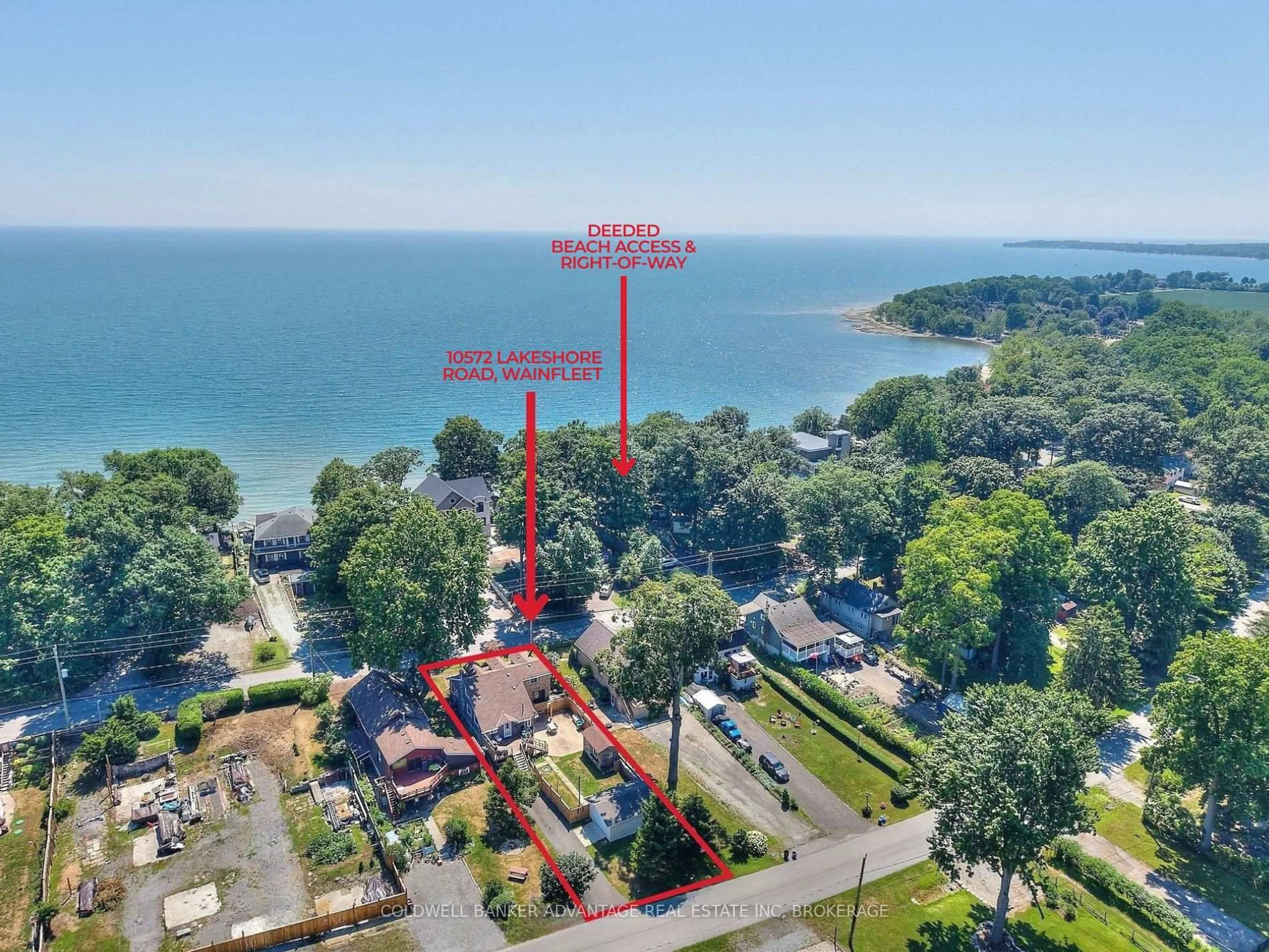 A pic from outside/outdoor area/front of a property/back of a property/a pic from drone, water/lake/river/ocean view for 10572 Lakeshore Rd, Wainfleet Ontario L3K 5V4