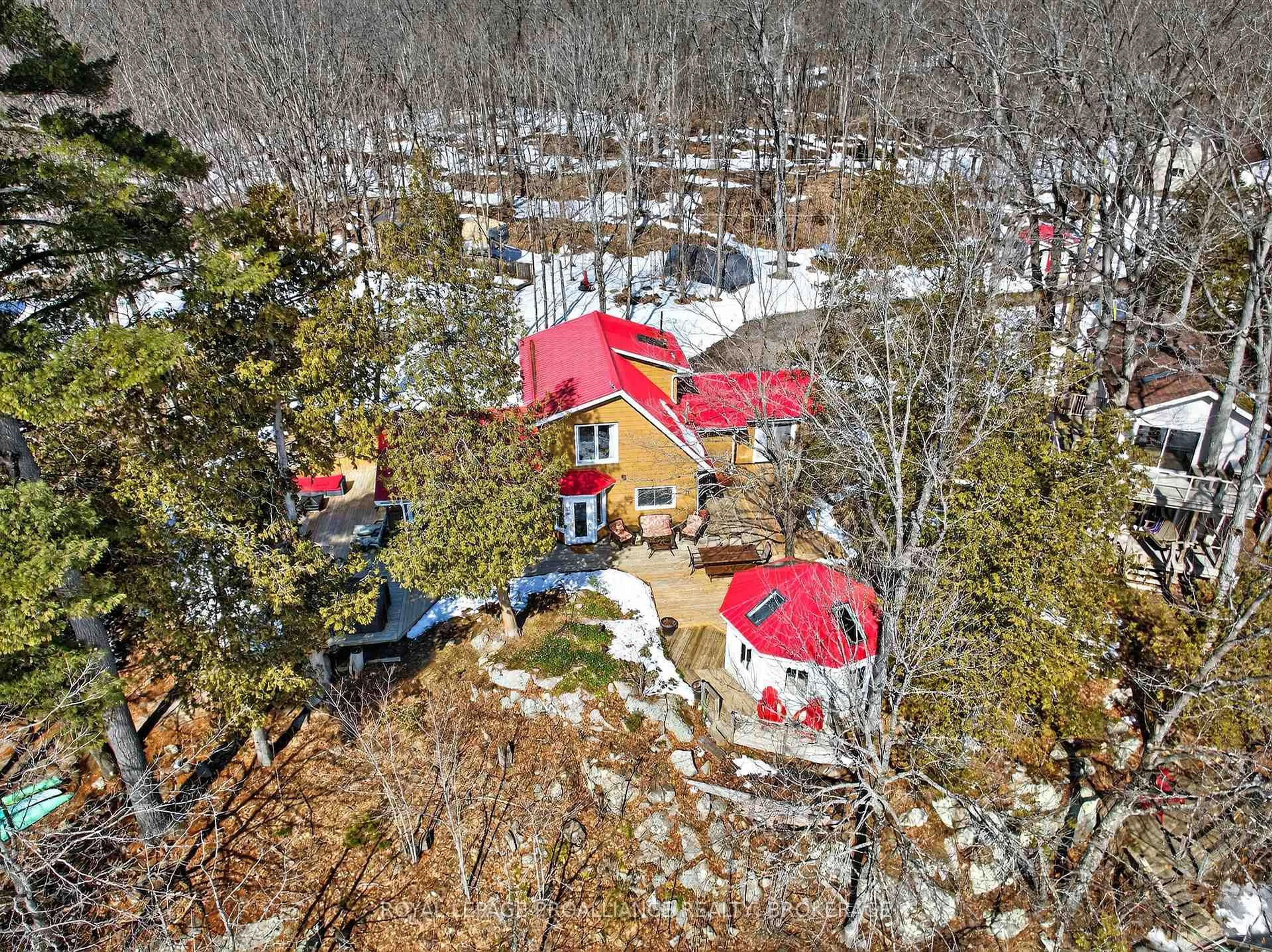 A pic from outside/outdoor area/front of a property/back of a property/a pic from drone, forest/trees view for 1004C Public Beach Rd, Parham Ontario K0H 2K0