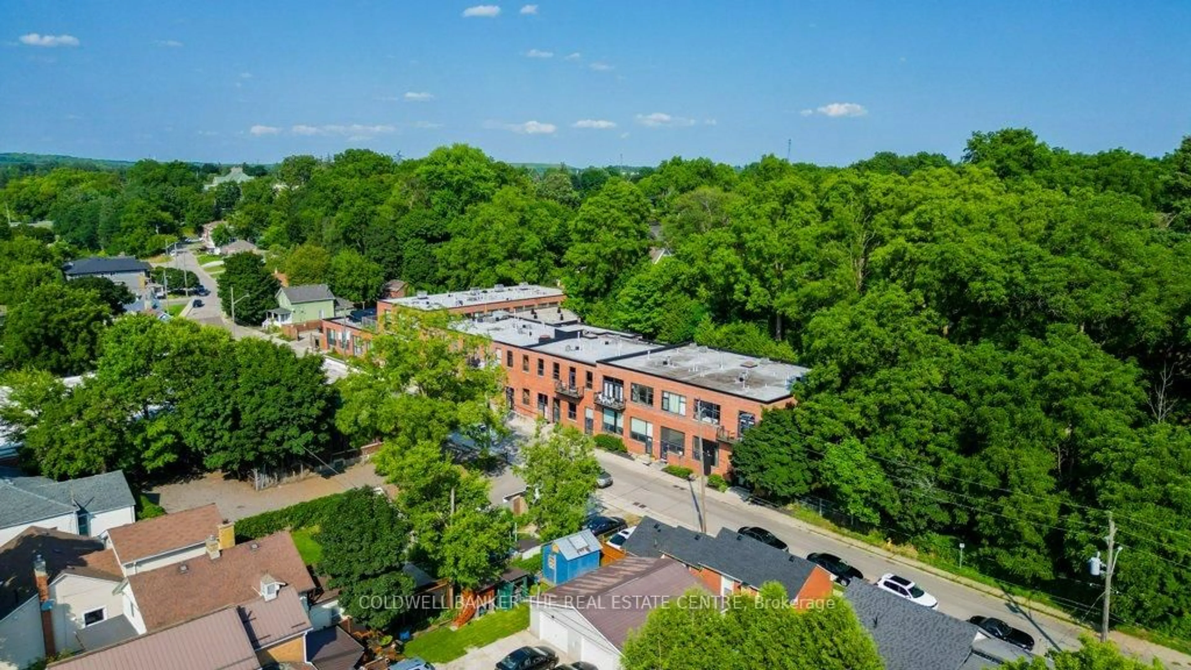 A pic from outside/outdoor area/front of a property/back of a property/a pic from drone, city buildings view from balcony for 85 Spruce St #103, Cambridge Ontario N1R 4K4