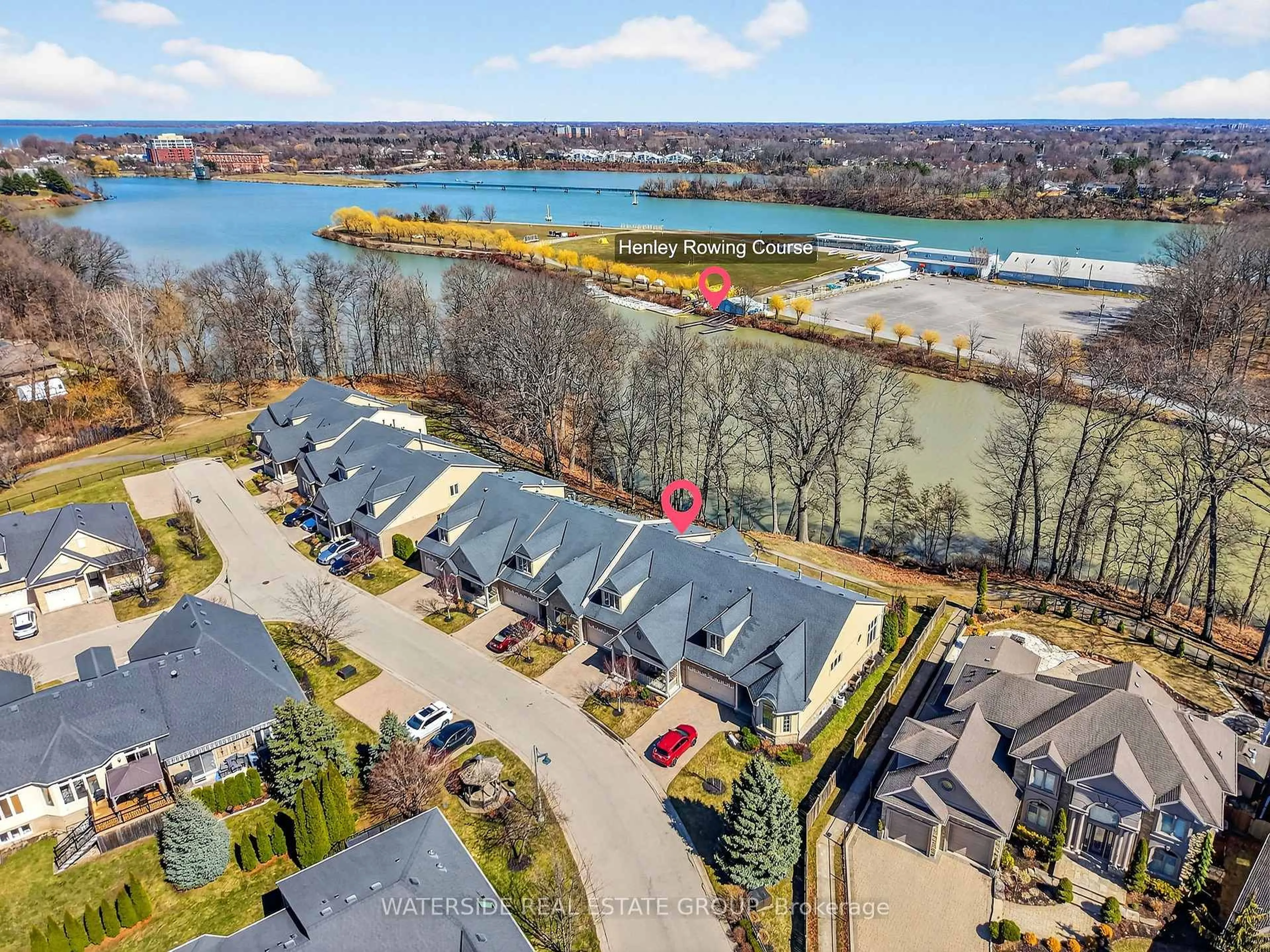 A pic from outside/outdoor area/front of a property/back of a property/a pic from drone, water/lake/river/ocean view for 35 Scullers Way #2, St. Catharines Ontario L2N 7S9