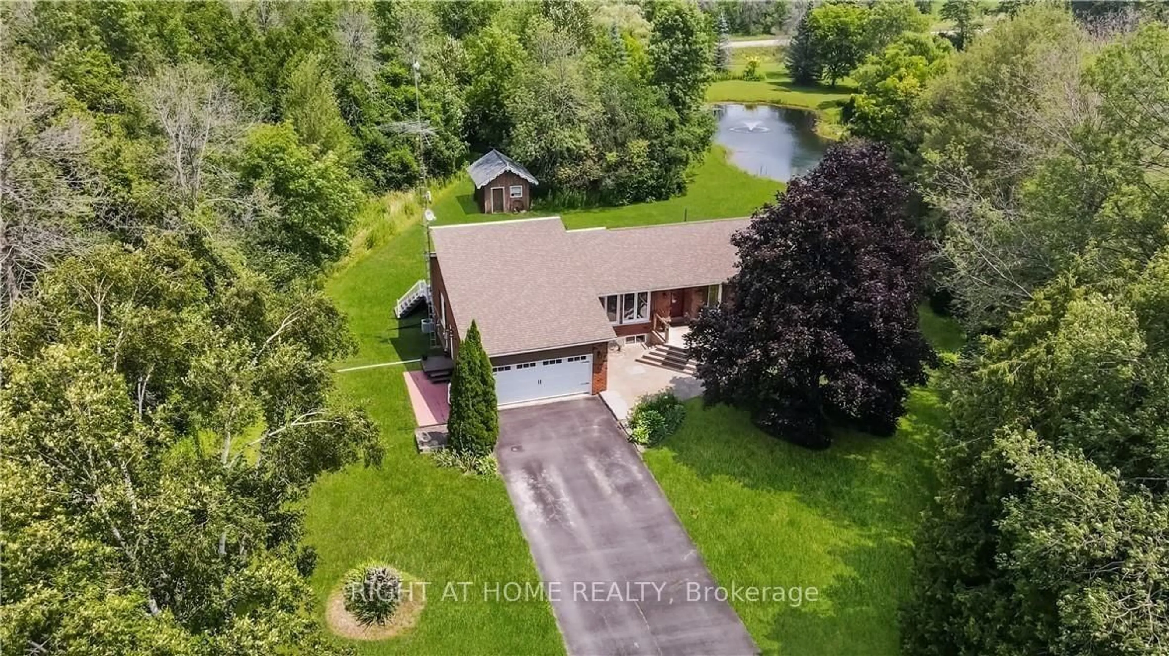 A pic from outside/outdoor area/front of a property/back of a property/a pic from drone, water/lake/river/ocean view for 424 Bridle Rd, Kawartha Lakes Ontario K9V 4R2