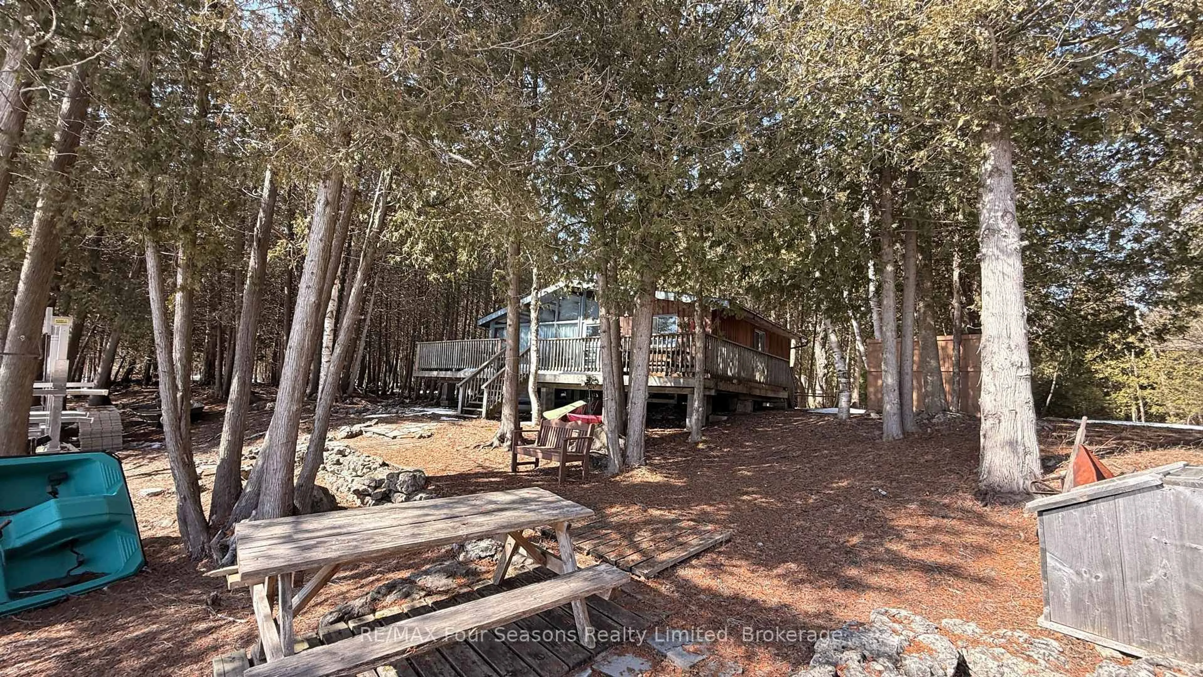 Patio, forest/trees view for 14 Catapillar Lane, South Bruce Peninsula Ontario N0H 2T0