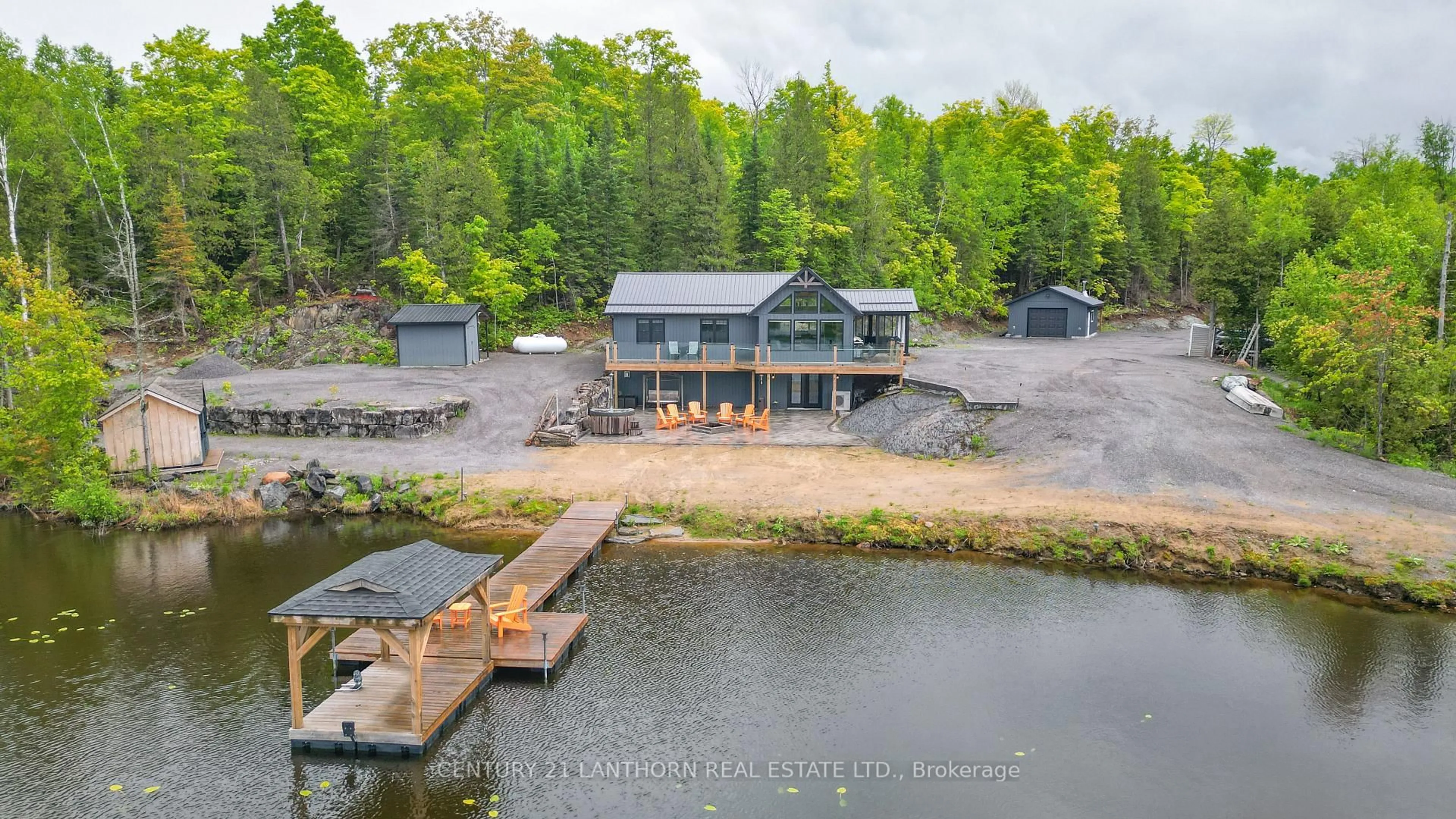 A pic from outside/outdoor area/front of a property/back of a property/a pic from drone, water/lake/river/ocean view for 475 South Pine View Ridge Lane, Hastings Ontario K0L 1W0