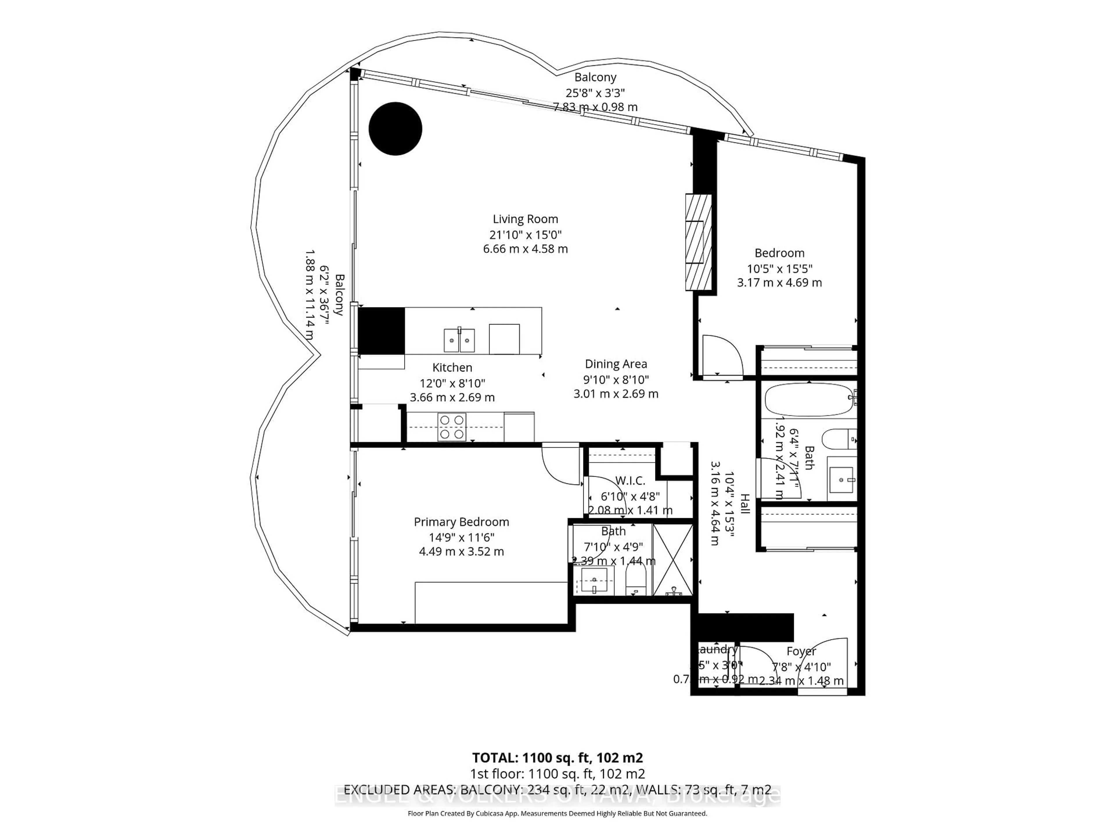 Floor plan for 805 Carling Ave #3904, Ottawa Ontario K1S 5W9