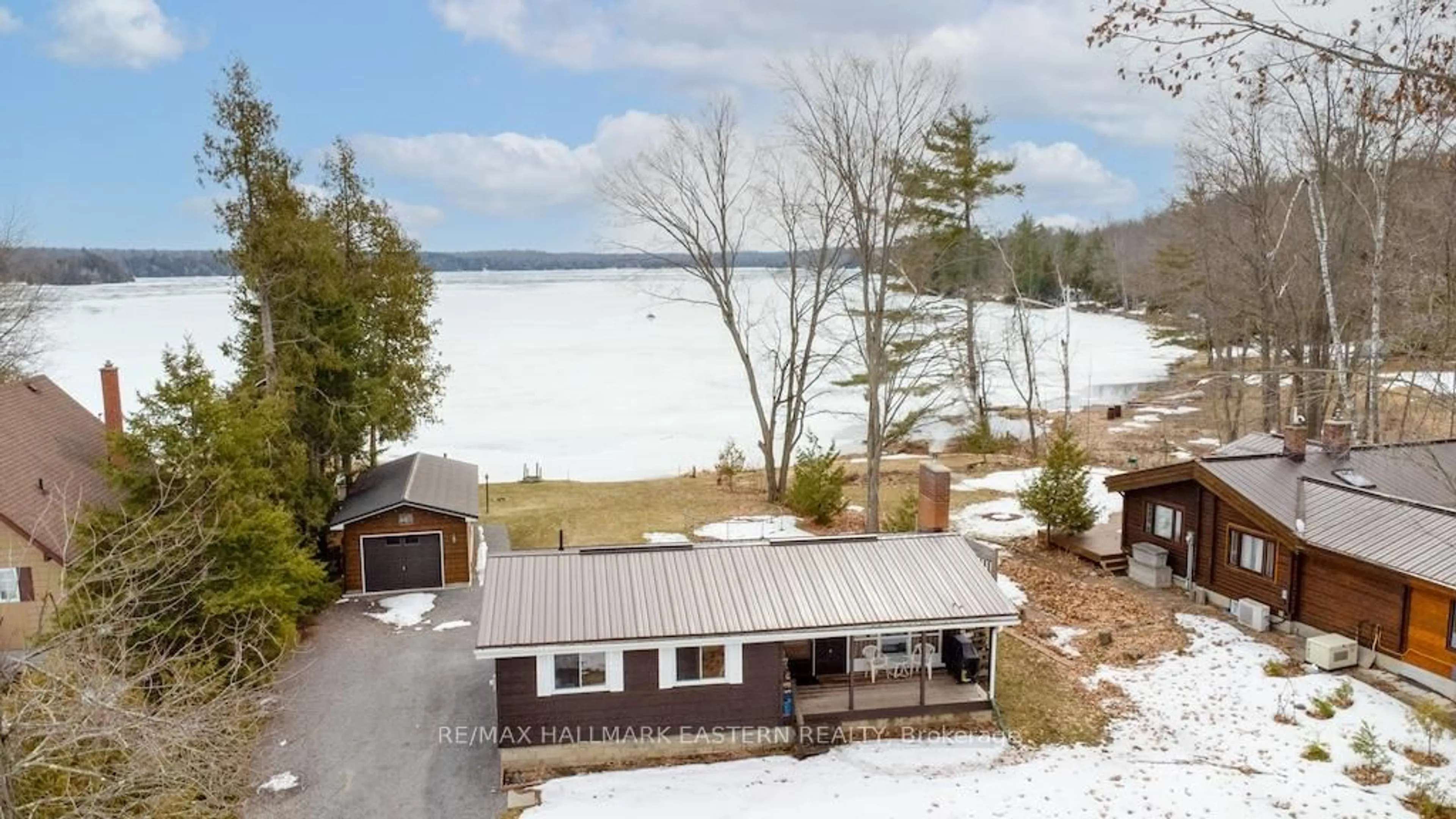 A pic from outside/outdoor area/front of a property/back of a property/a pic from drone, water/lake/river/ocean view for 913 Drain Dr, Douro-Dummer Ontario K0L 2H0