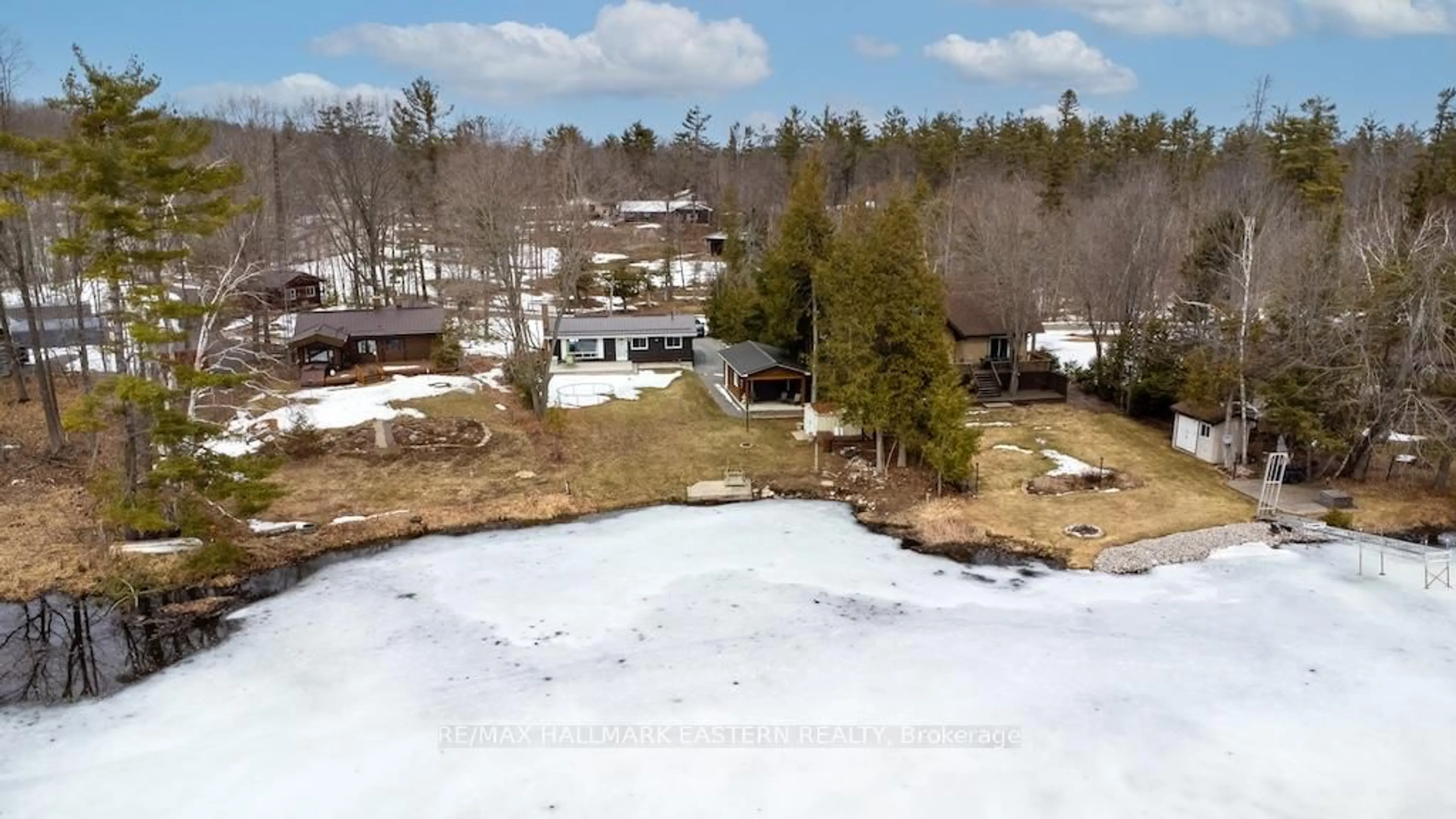 A pic from outside/outdoor area/front of a property/back of a property/a pic from drone, water/lake/river/ocean view for 913 Drain Dr, Douro-Dummer Ontario K0L 2H0
