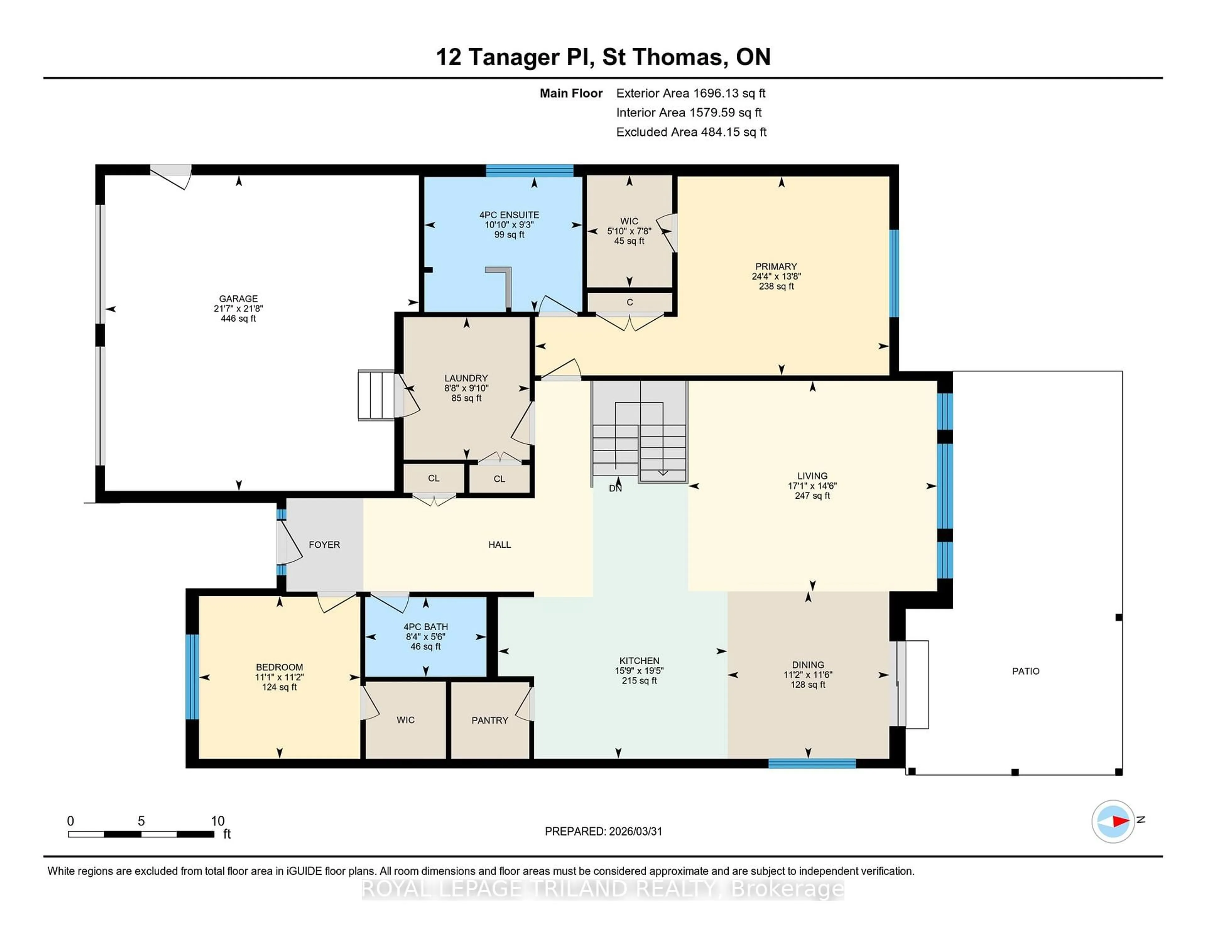 Floor plan for 12 Tanager Pl, St. Thomas Ontario N5R 6K9