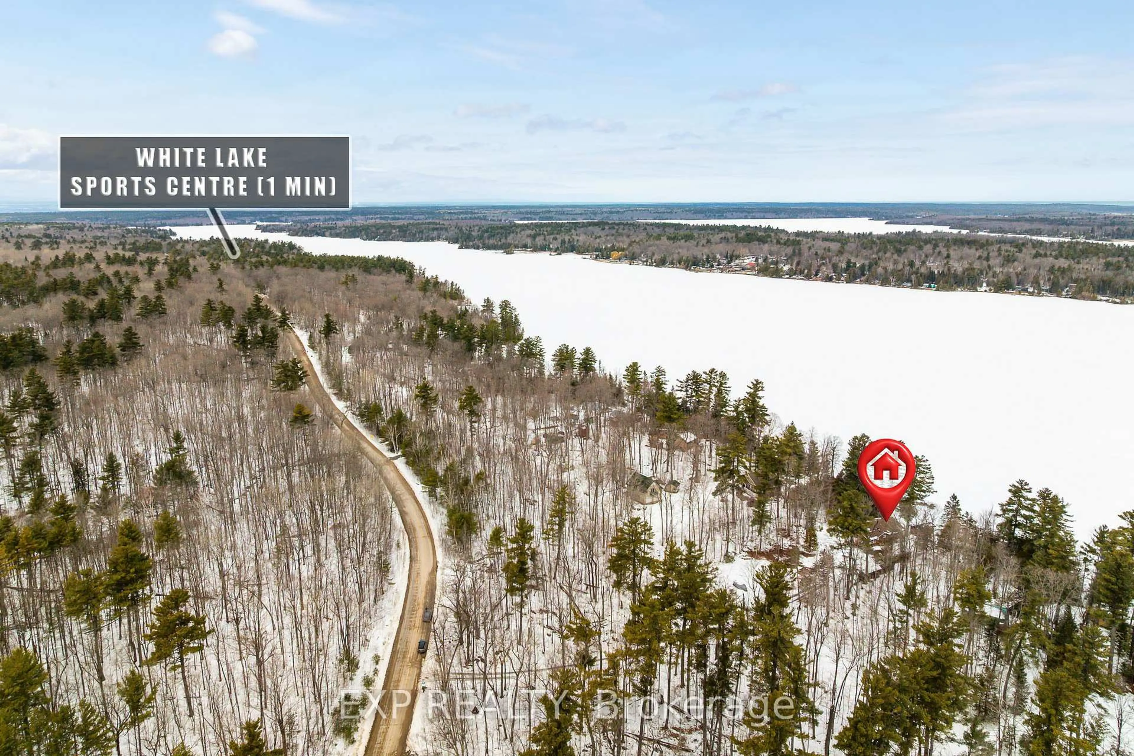 A pic from outside/outdoor area/front of a property/back of a property/a pic from drone, water/lake/river/ocean view for 1094 Snye Rd, White Lake Ontario K0A 3L0