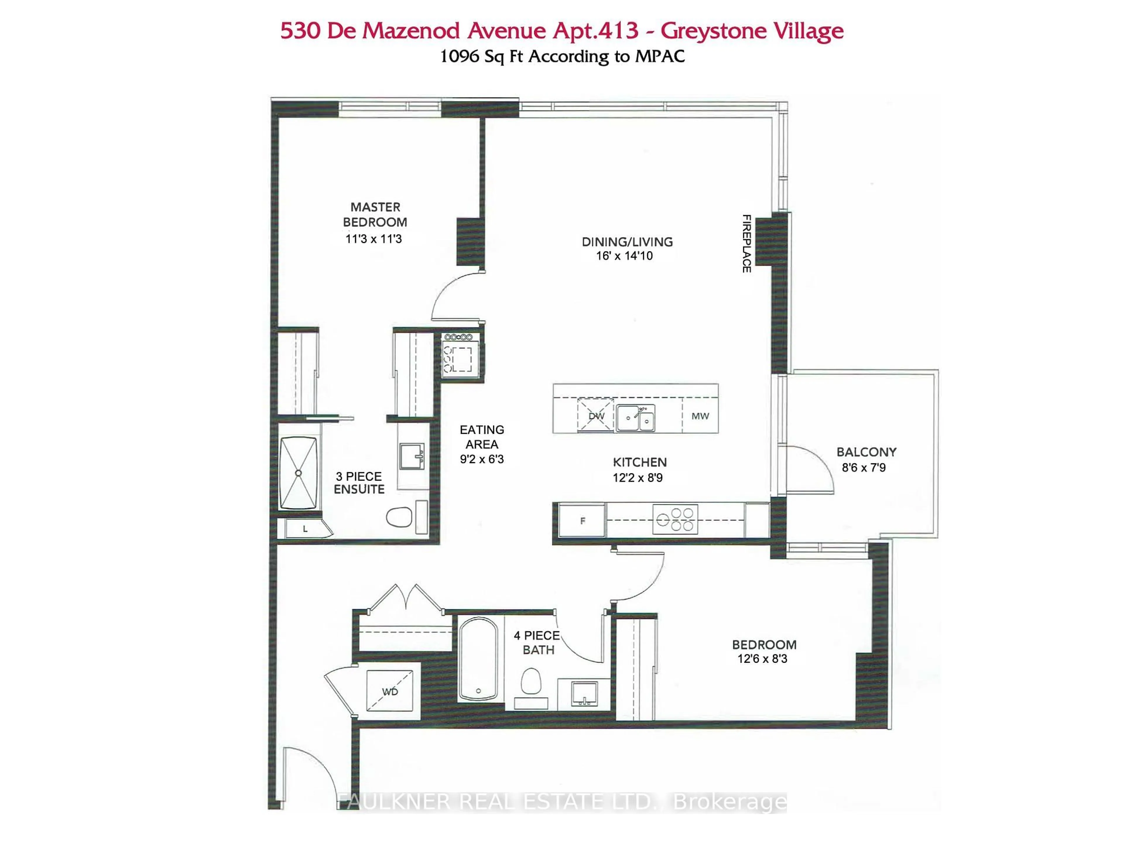 Floor plan for 530 De Mazenod Ave #413, Ottawa Ontario K1S 5W8
