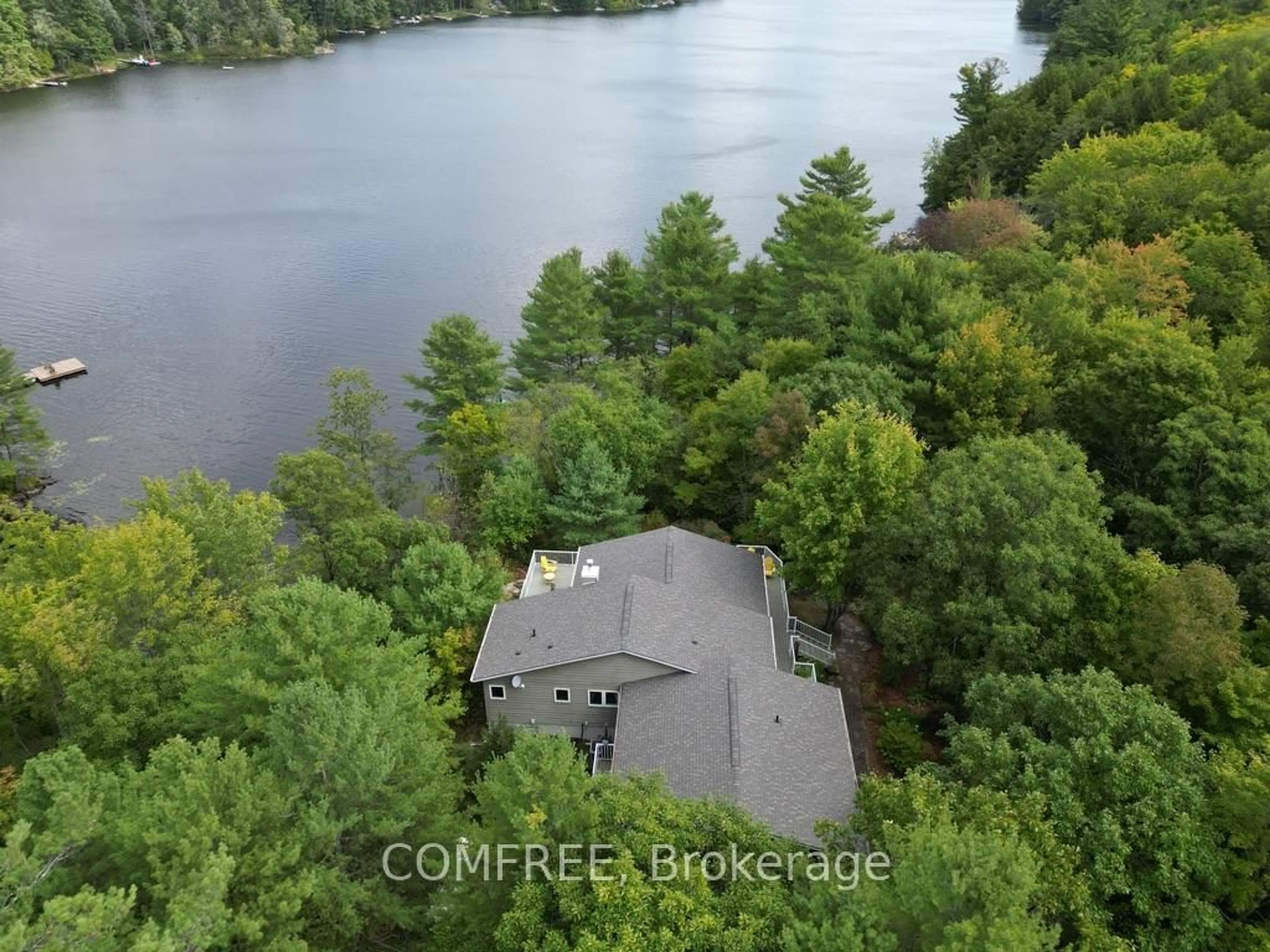 A pic from outside/outdoor area/front of a property/back of a property/a pic from drone, water/lake/river/ocean view for 1348 Mountainview Estates Lane, Parham Ontario K0H 2K0