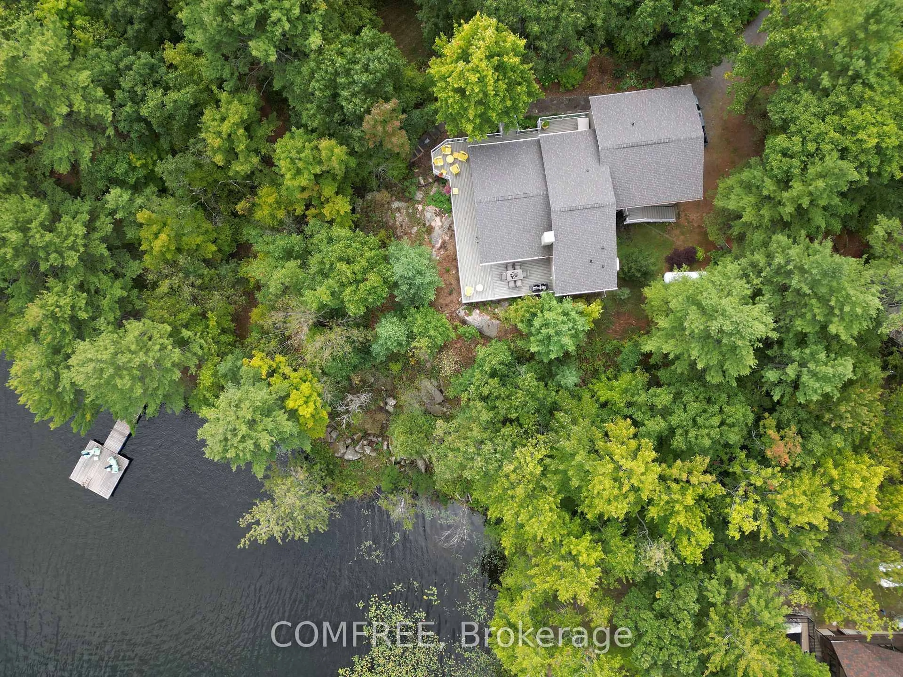 A pic from outside/outdoor area/front of a property/back of a property/a pic from drone, water/lake/river/ocean view for 1348 Mountainview Estates Lane, Parham Ontario K0H 2K0