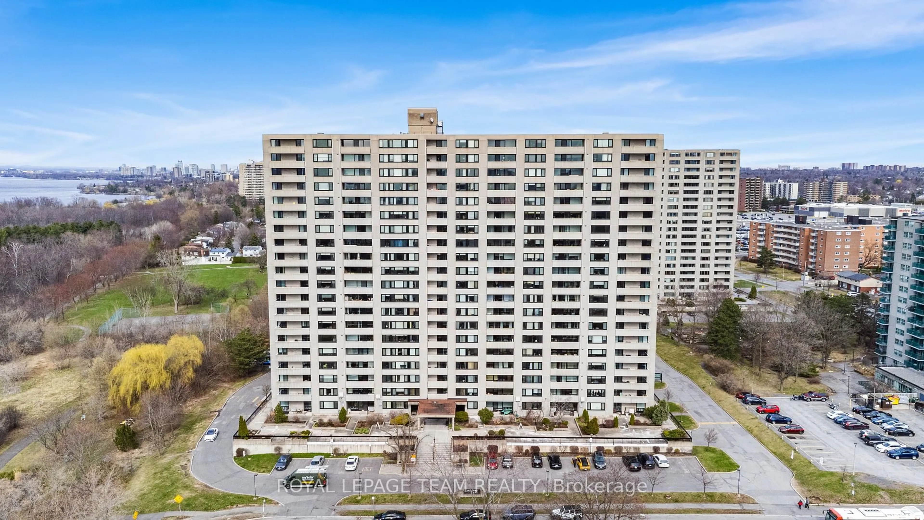 A pic from outside/outdoor area/front of a property/back of a property/a pic from drone, city buildings view from balcony for 265 Poulin Ave #1611, Ottawa Ontario K2B 7Y8