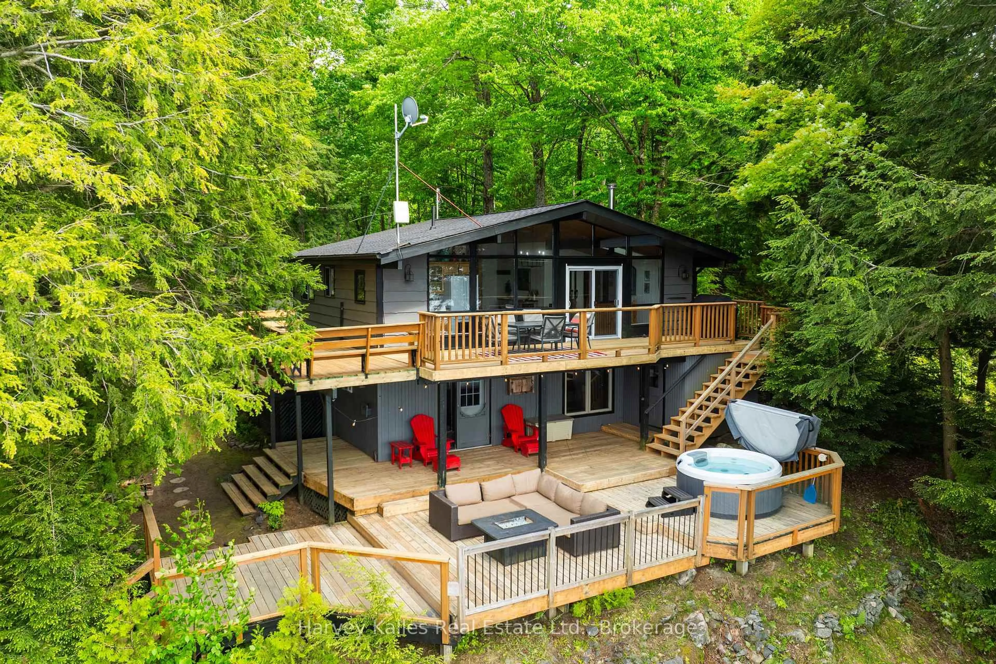 A pic from outside/outdoor area/front of a property/back of a property/a pic from drone, water/lake/river/ocean view for 1648 Acton Island Rd, Muskoka Lakes Ontario P0C 1A0