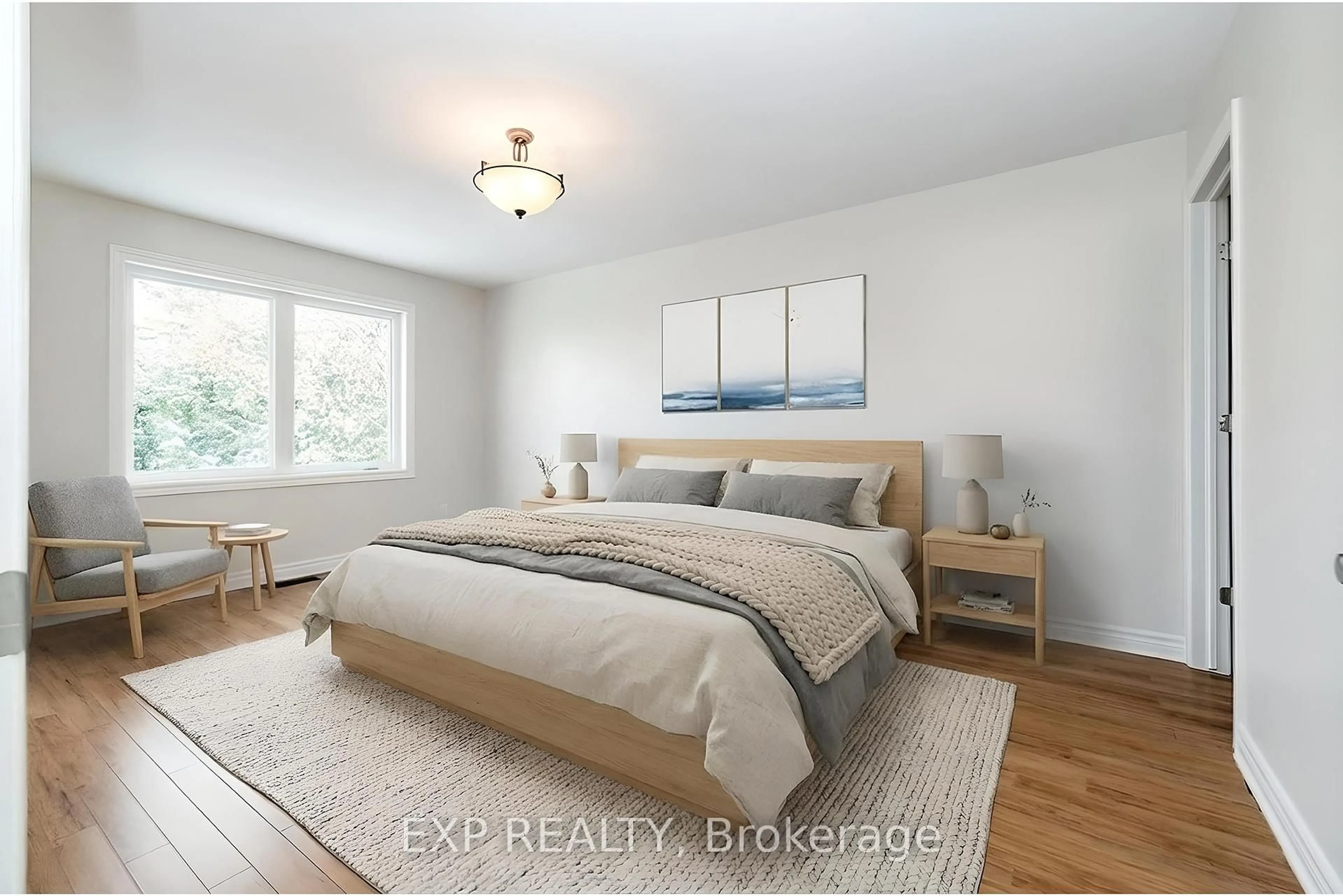 Bedroom with bed, wood/laminate floor for 193 Napoleon St, Carleton Place Ontario K7C 2W8