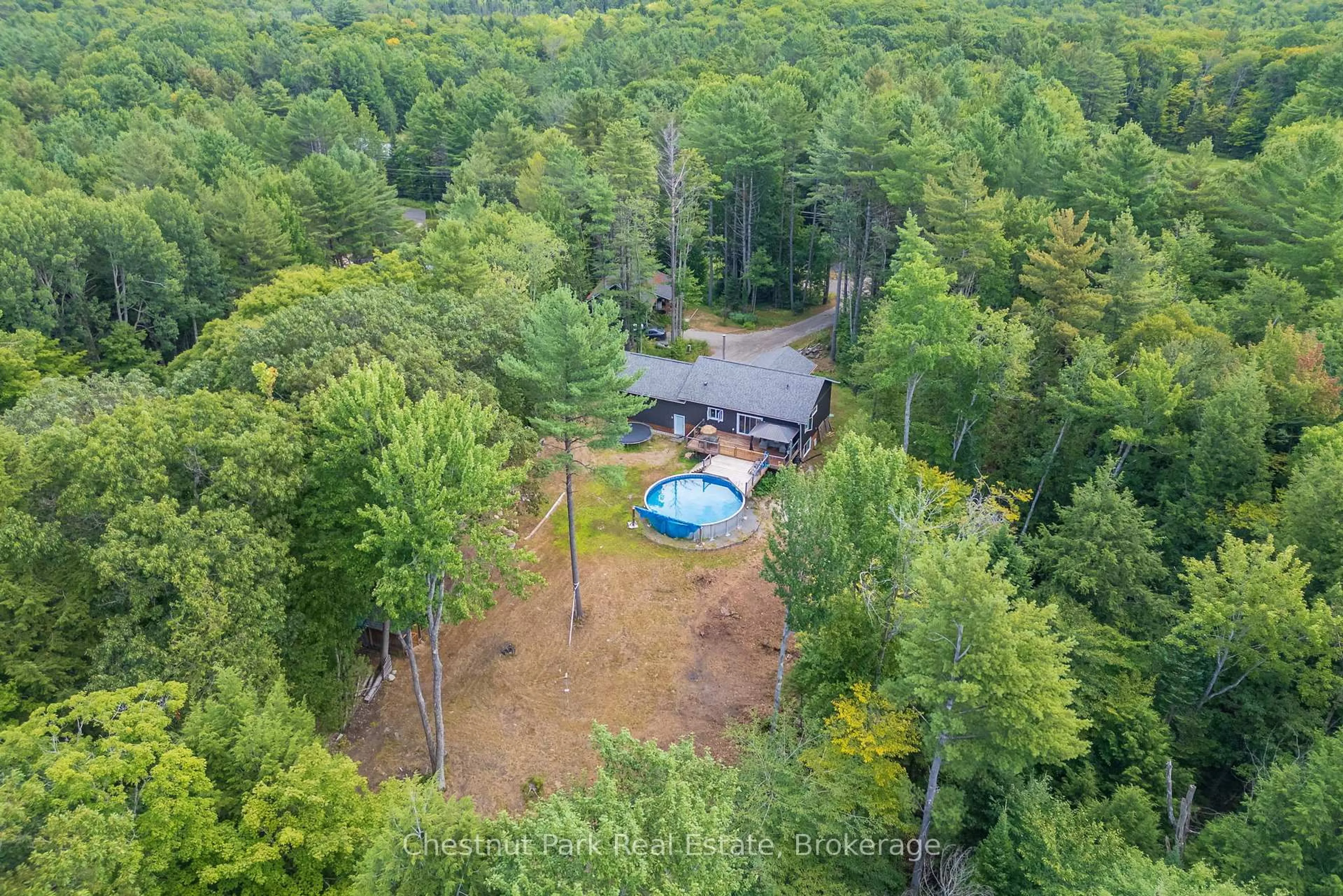 A pic from outside/outdoor area/front of a property/back of a property/a pic from drone, forest/trees view for 2698 Old Muskoka Rd, Huntsville Ontario P0B 1M0