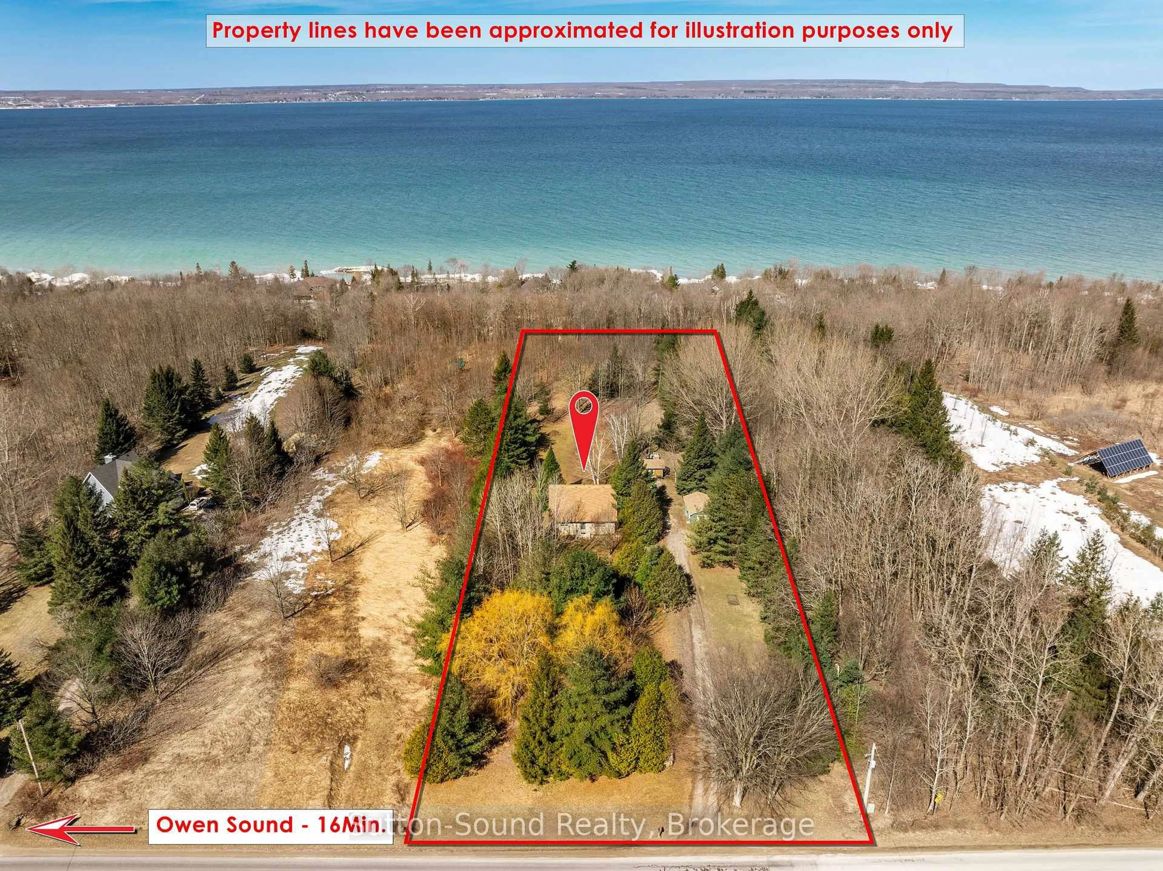 A pic from outside/outdoor area/front of a property/back of a property/a pic from drone, water/lake/river/ocean view for 350222 Bayshore Rd, Meaford Ontario N0H 1B0