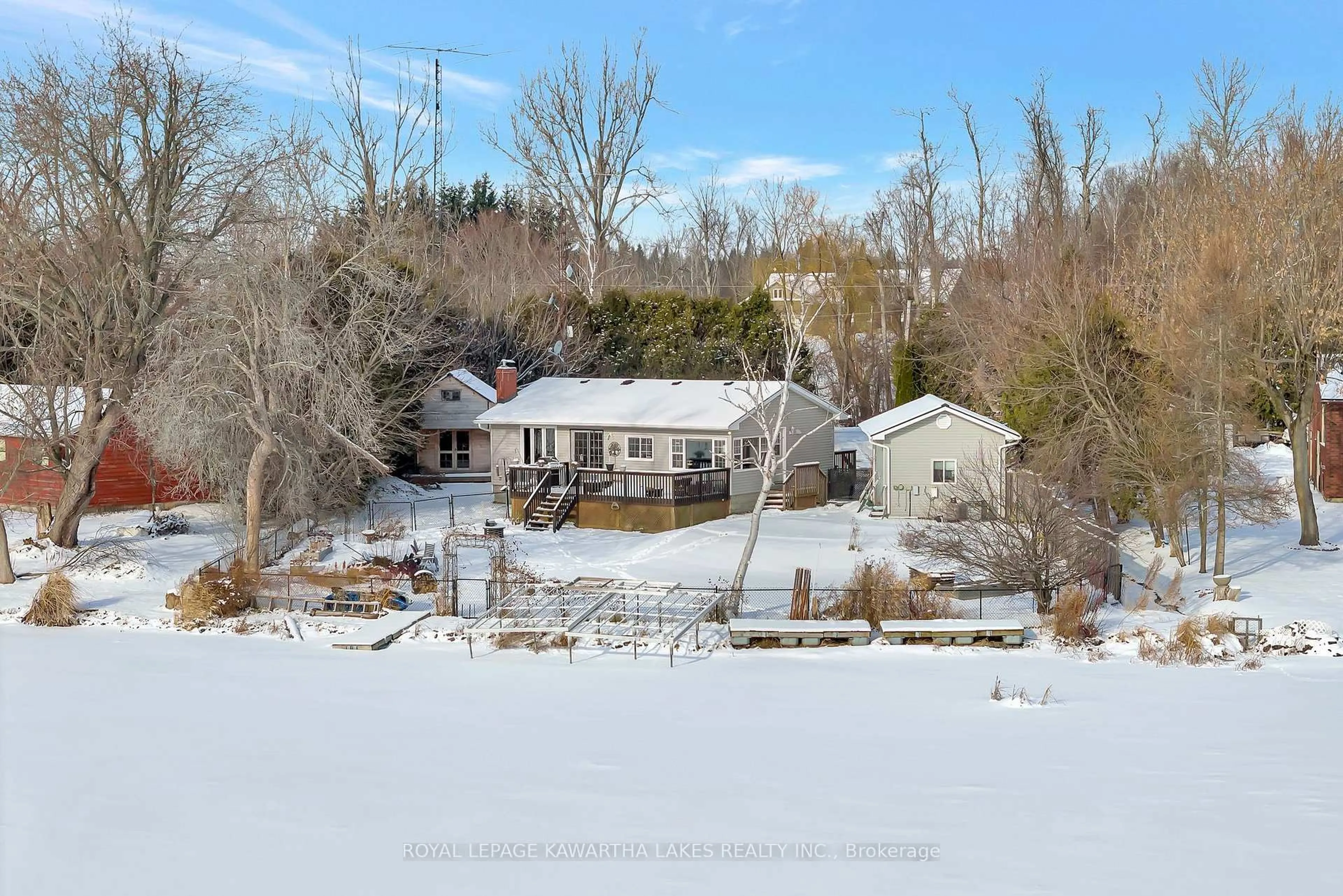 A pic from outside/outdoor area/front of a property/back of a property/a pic from drone, water/lake/river/ocean view for 222 O'Reilly Lane, Kawartha Lakes Ontario K0M 2C0