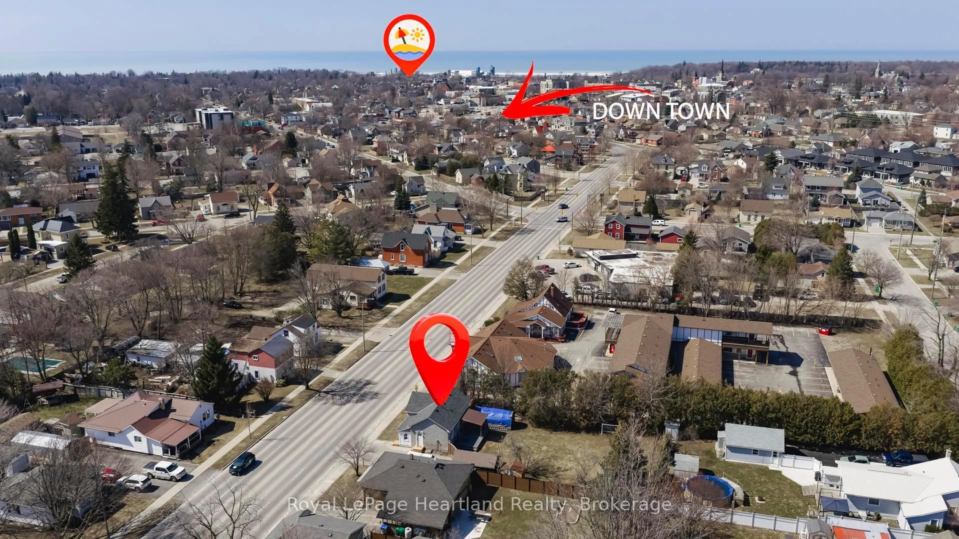 A pic from outside/outdoor area/front of a property/back of a property/a pic from drone, street for 171 Huron Rd, Goderich Ontario N7A 2Z7