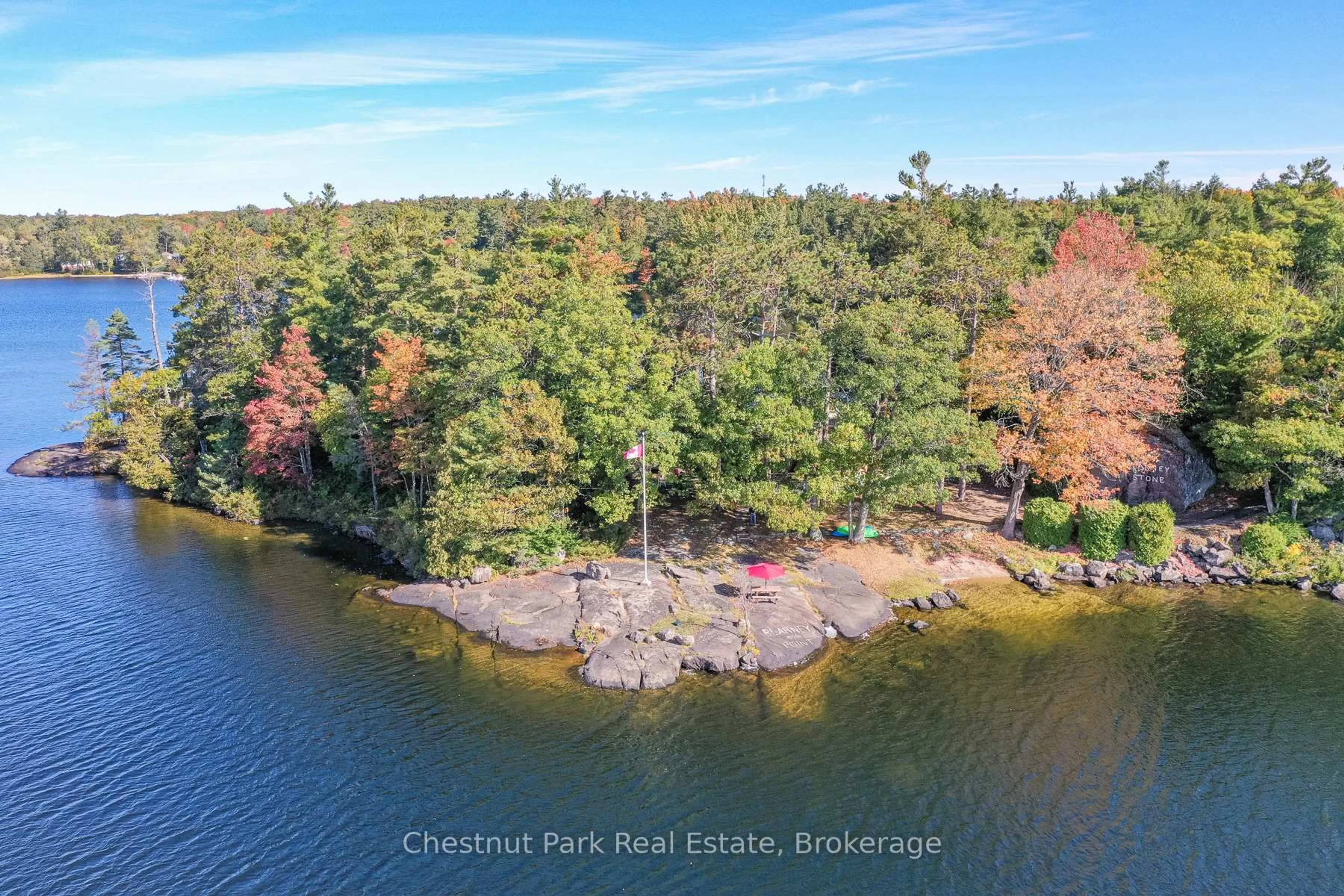 A pic from outside/outdoor area/front of a property/back of a property/a pic from drone, water/lake/river/ocean view for 1119 Trafalgar Bay Rd, Muskoka Lakes Ontario P0C 1A0