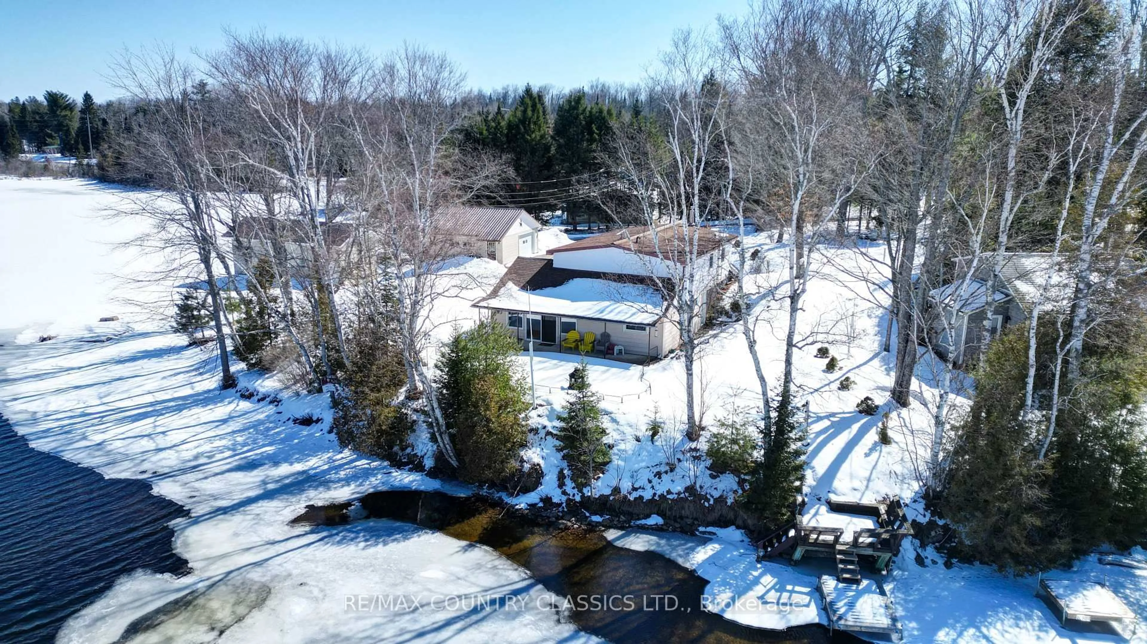 A pic from outside/outdoor area/front of a property/back of a property/a pic from drone, water/lake/river/ocean view for 15 Cryderman Crt, Bancroft Ontario K0L 1C0