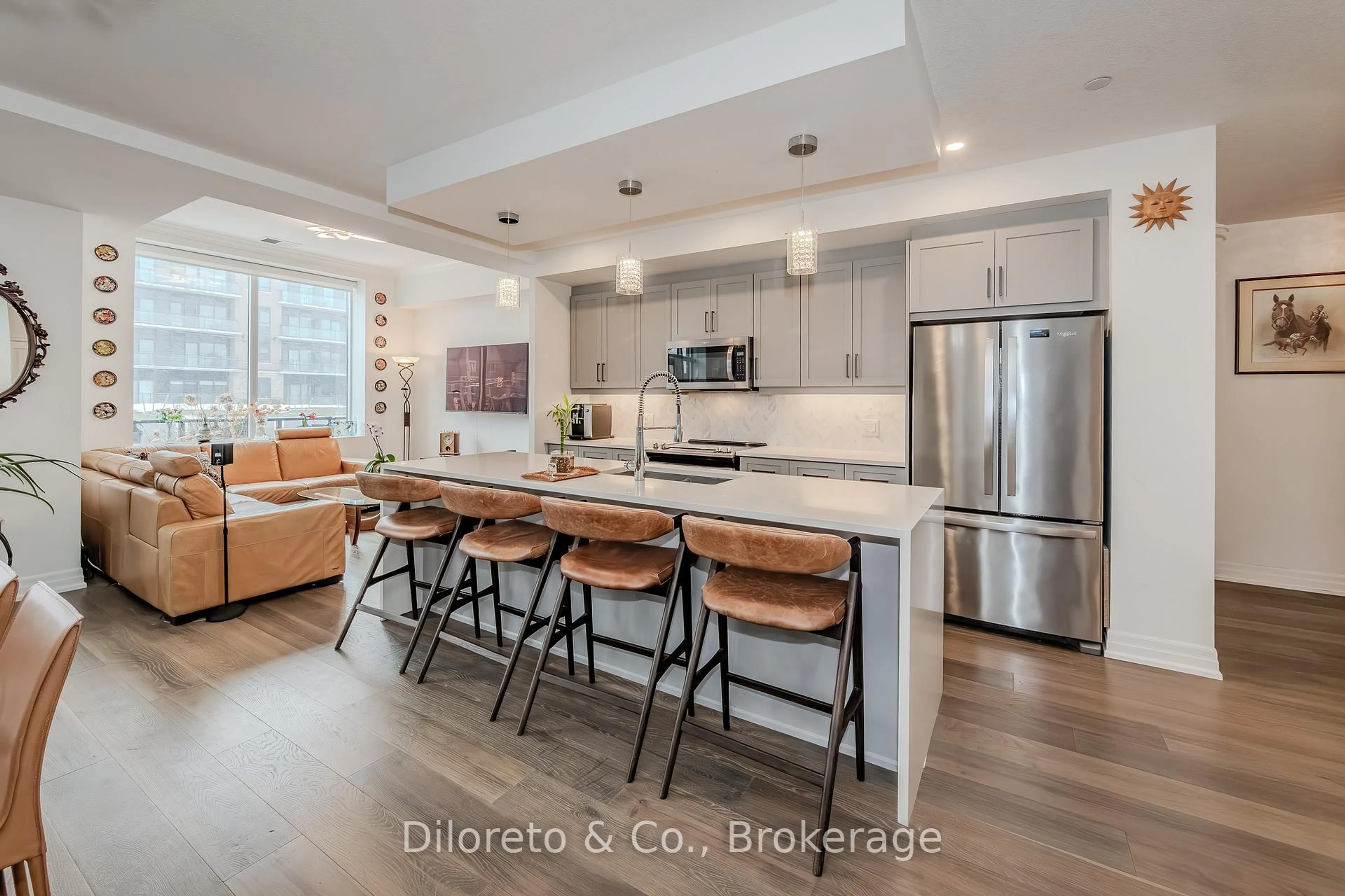 Open concept kitchen, ceramic/tile floor for 1878 Gordon St #105, Guelph Ontario N1L 0P4