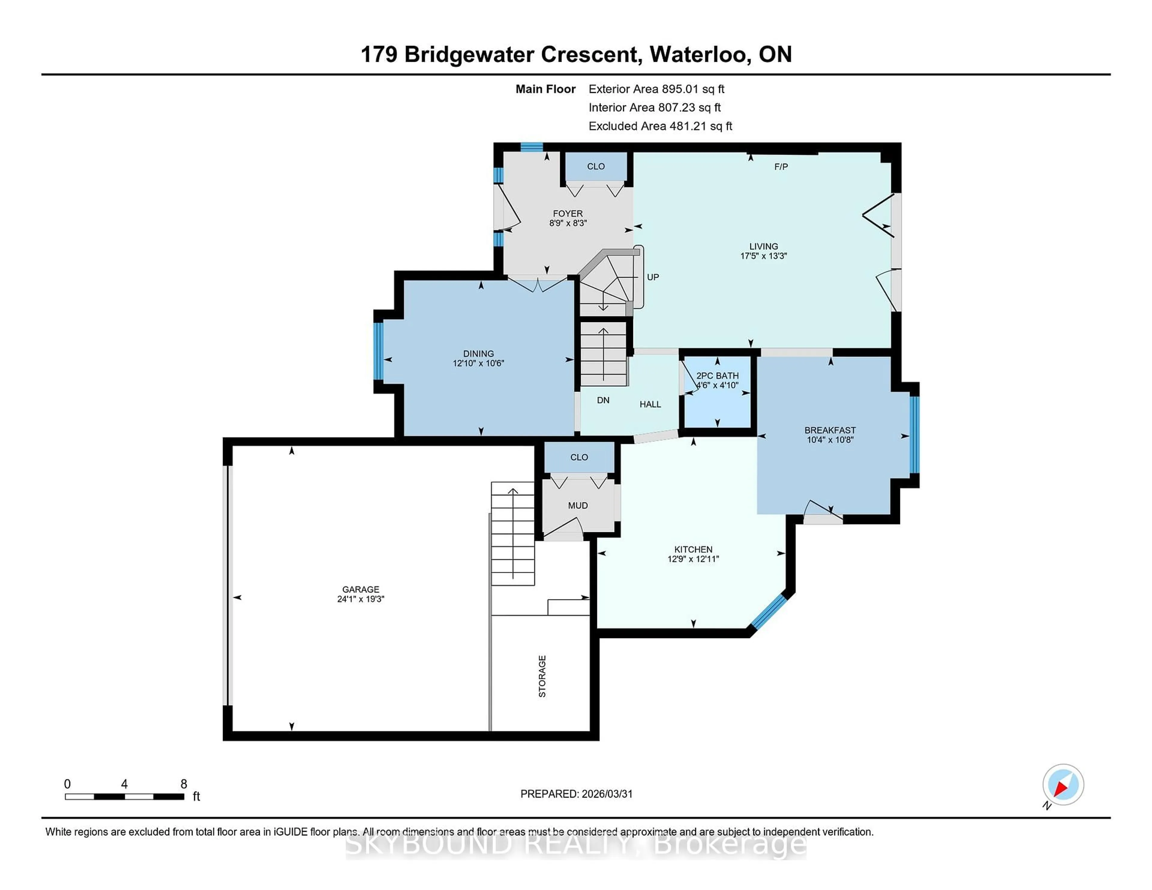 Floor plan for 179 Bridgewater Cres, Waterloo Ontario N2T 2M3