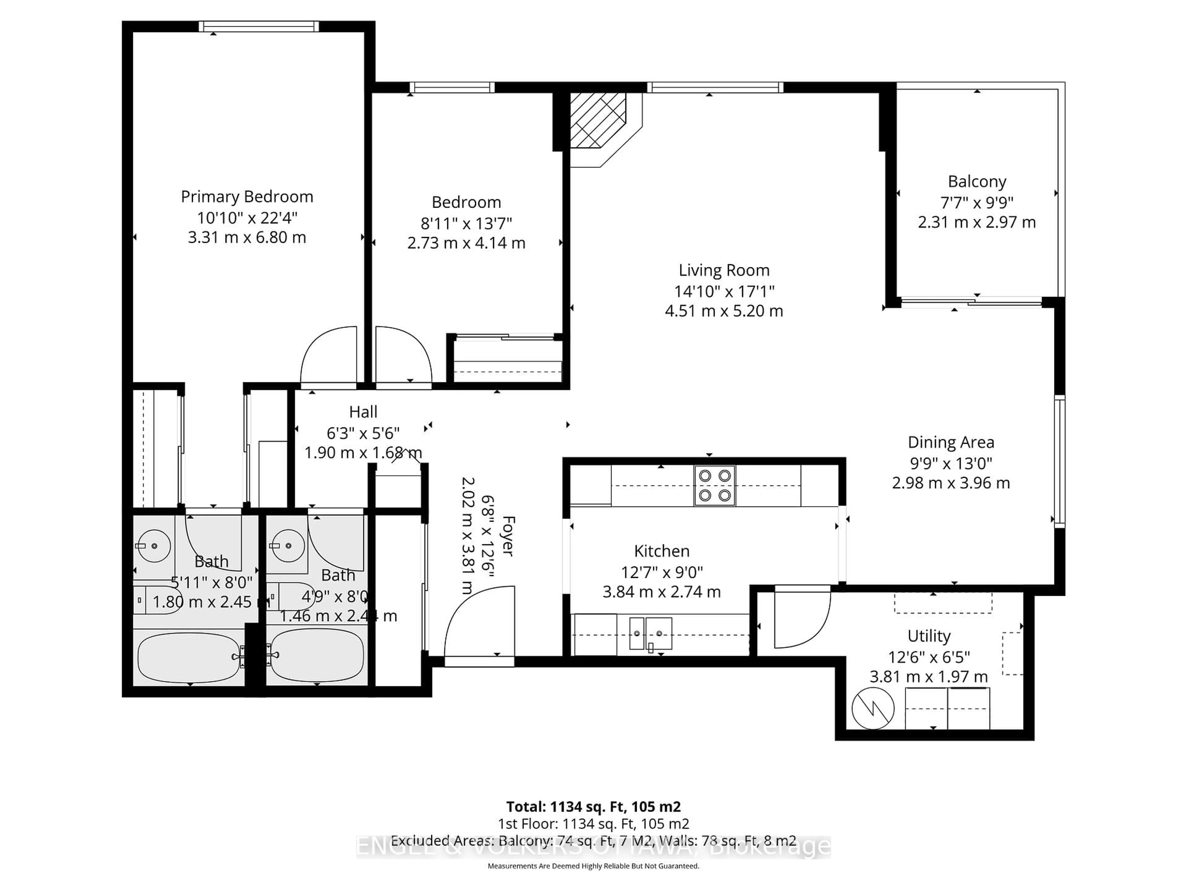 Floor plan for 215 Parkdale Ave #609, Ottawa Ontario K1Y 4T8