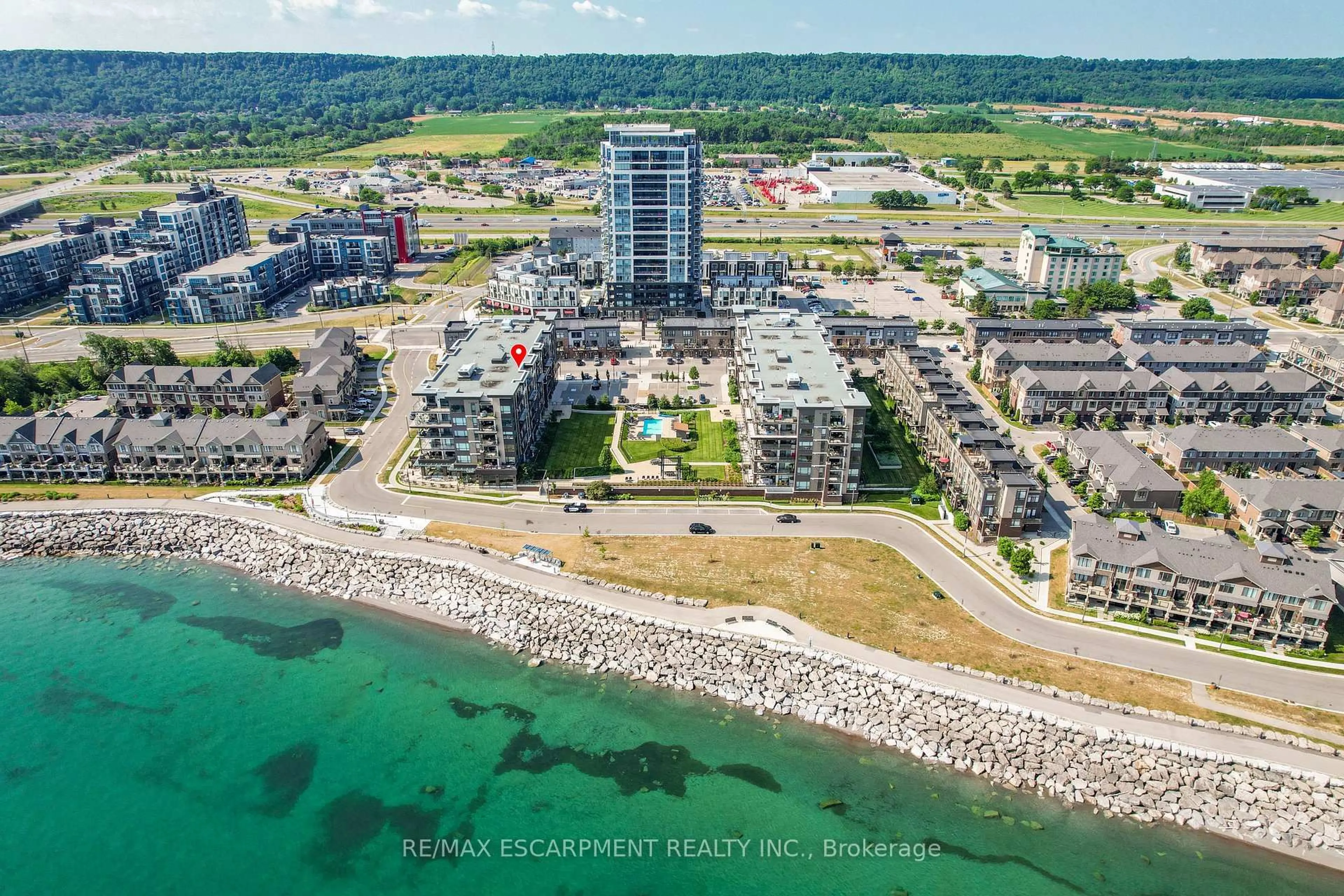 A pic from outside/outdoor area/front of a property/back of a property/a pic from drone, water/lake/river/ocean view for 10 Esplanade Lane #602, Grimsby Ontario L3M 0H1