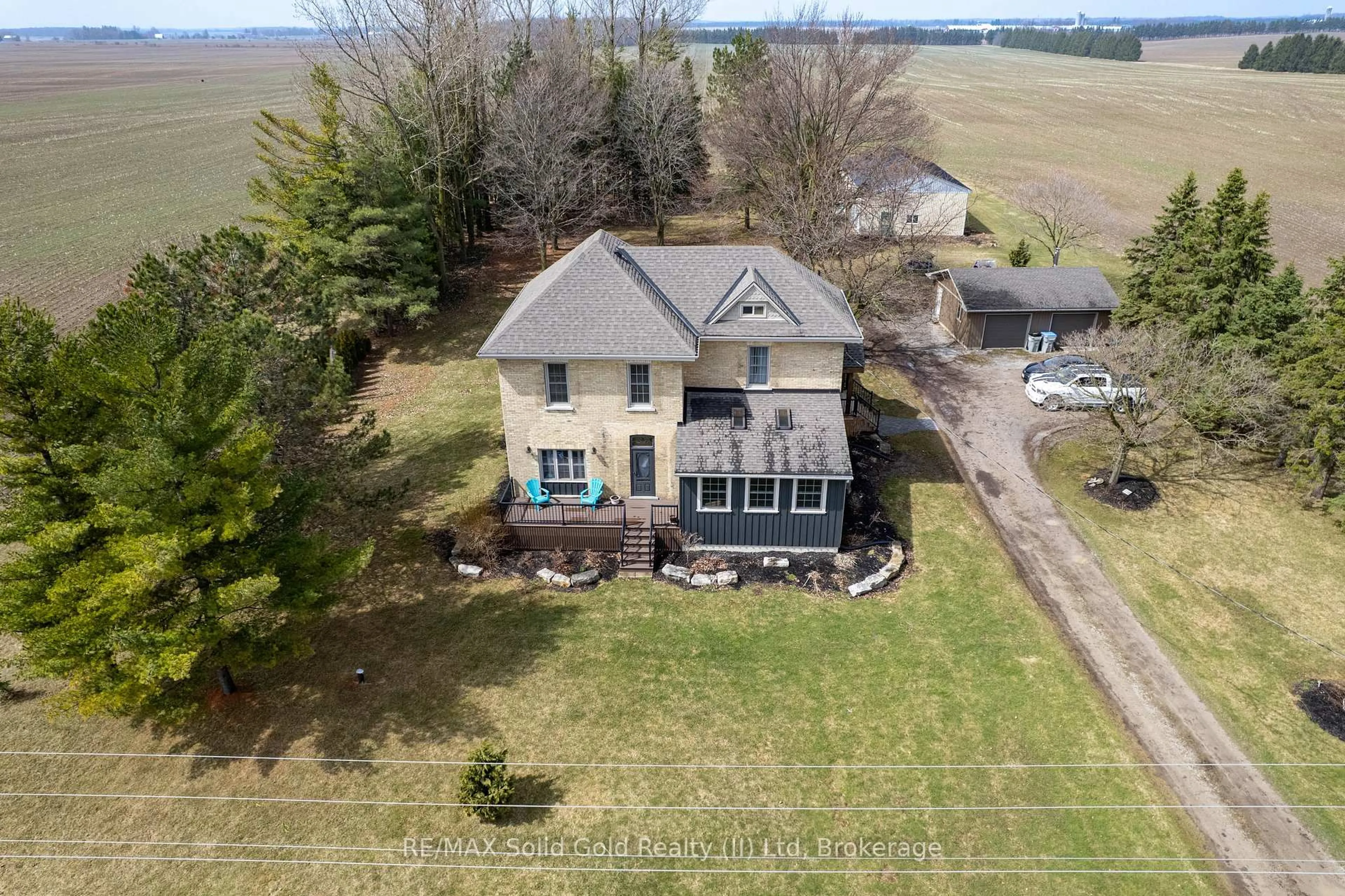 A pic from outside/outdoor area/front of a property/back of a property/a pic from drone, water/lake/river/ocean view for 1804 Road 138, Perth South Ontario N4X 1C4