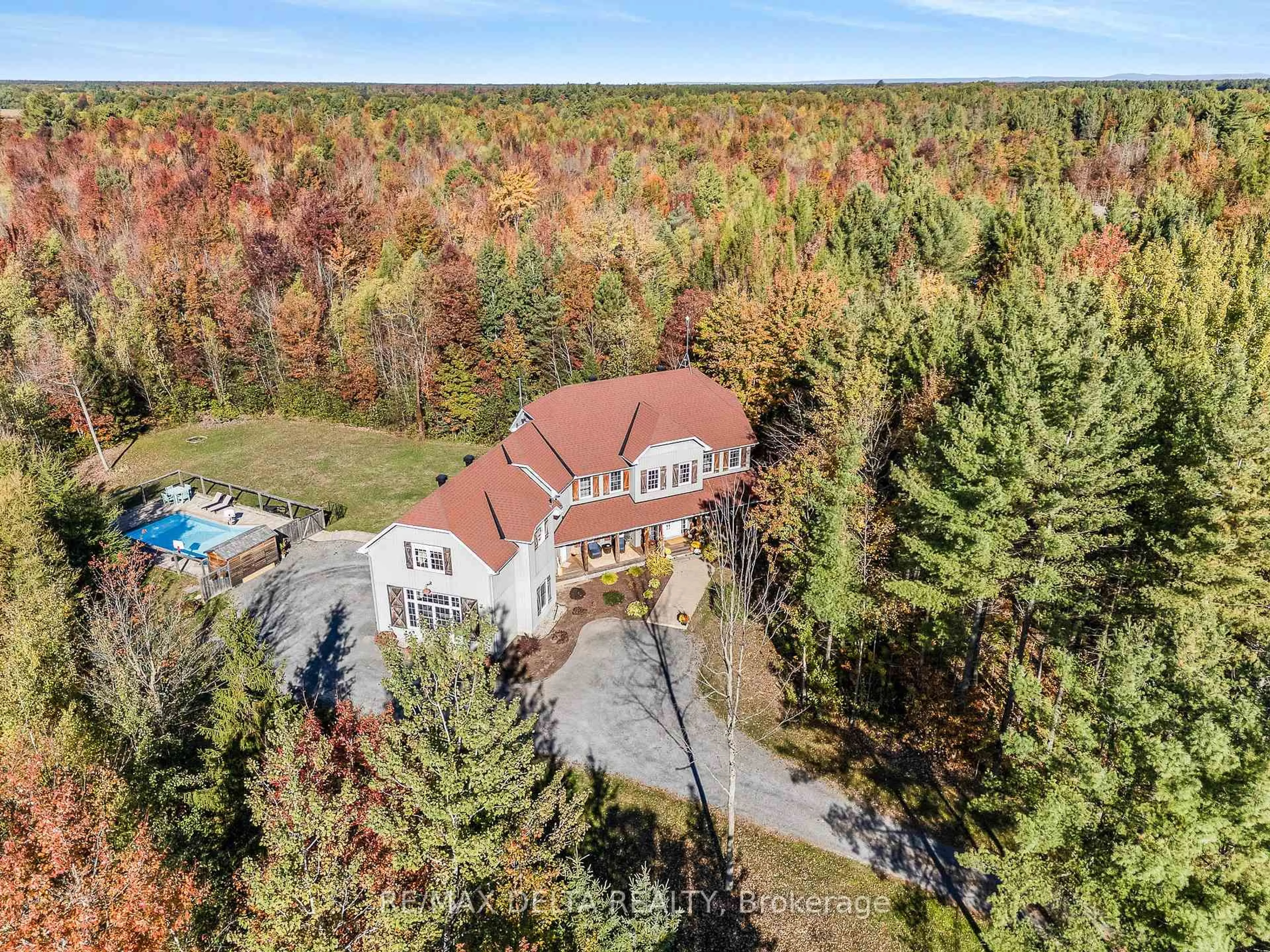 A pic from outside/outdoor area/front of a property/back of a property/a pic from drone, forest/trees view for 1749 Albert Leroux Rd, The Nation Ontario K0A 1M0