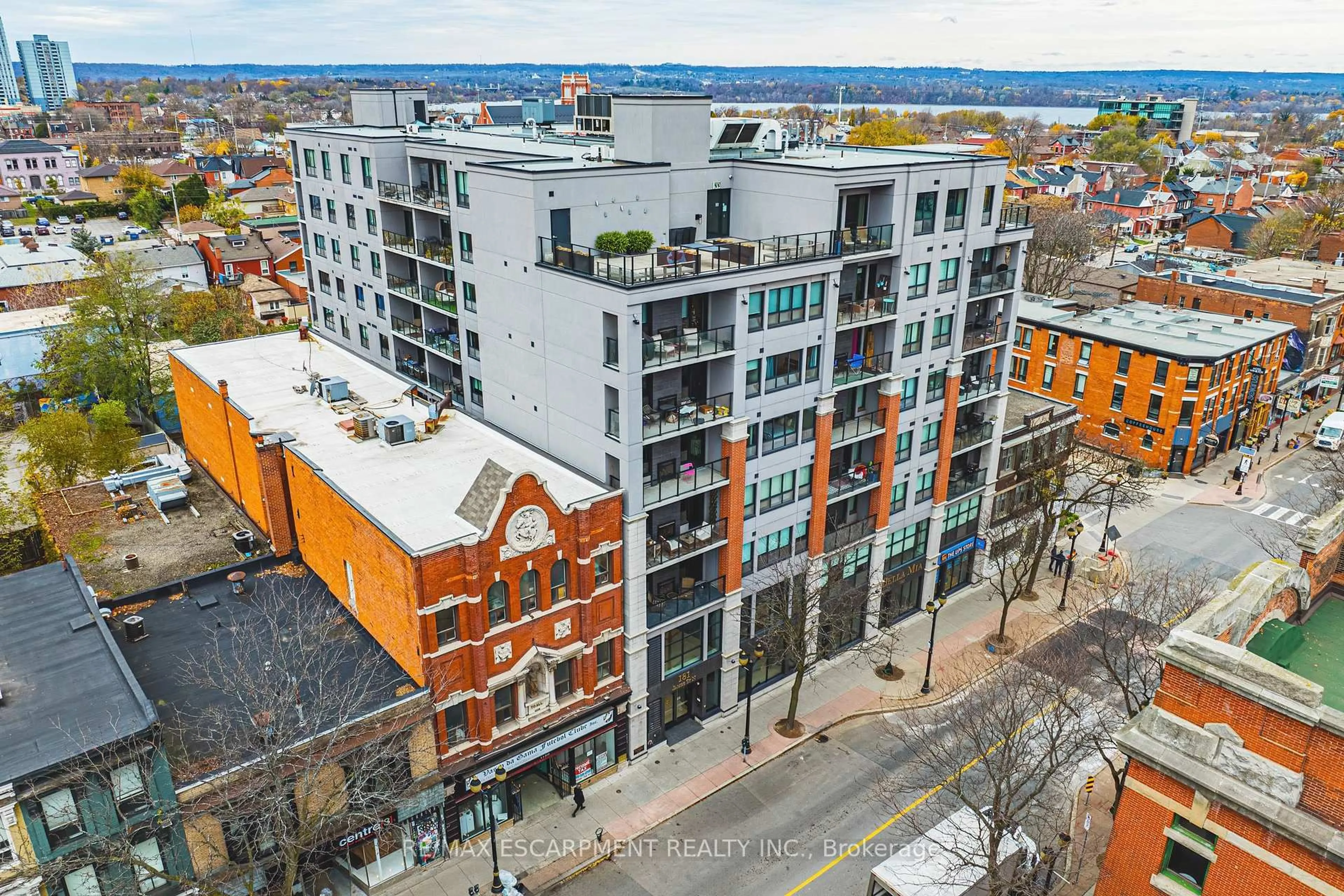 A pic from outside/outdoor area/front of a property/back of a property/a pic from drone, city buildings view from balcony for 181 James St #503, Hamilton Ontario L8R 2K9