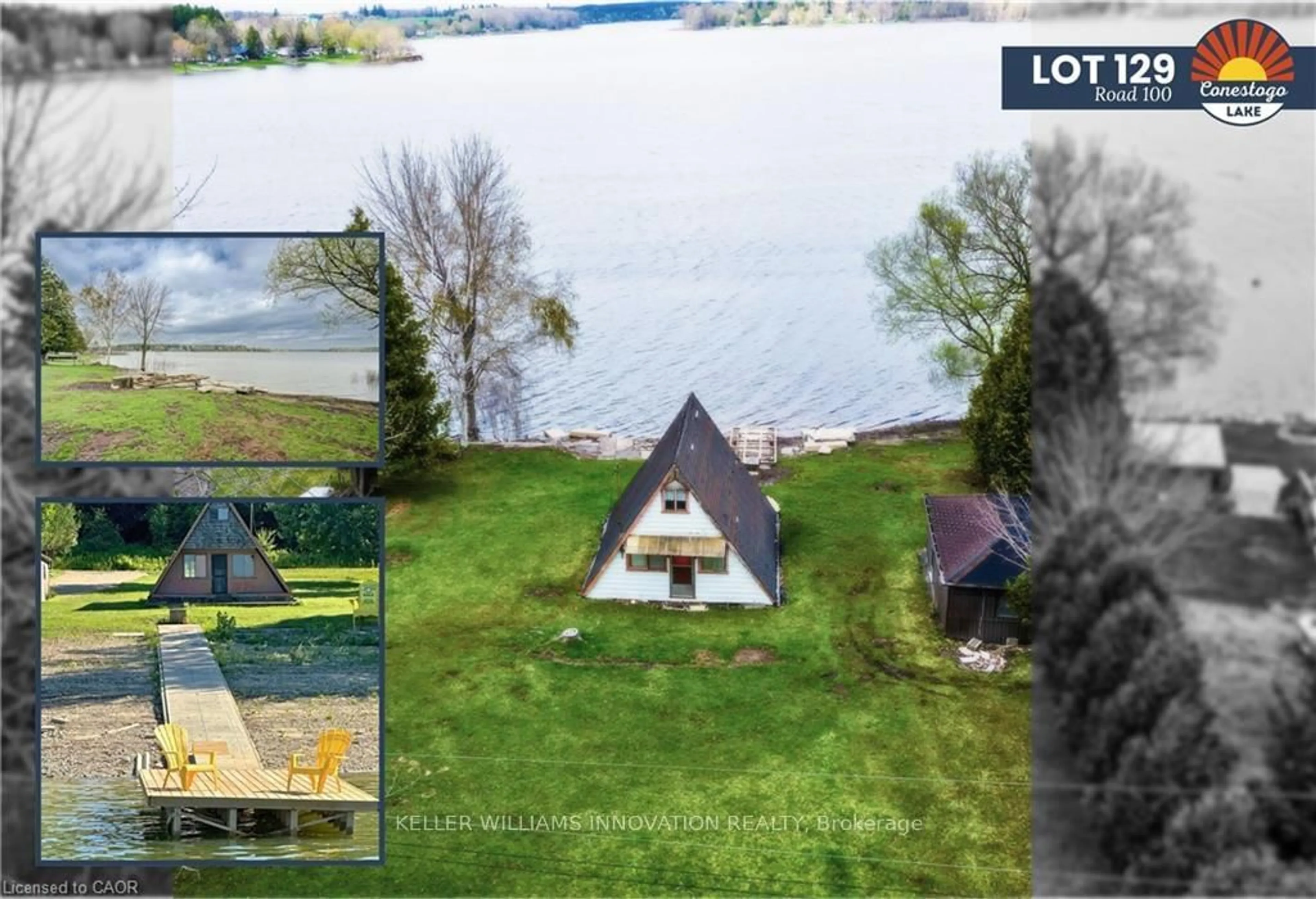 A pic from outside/outdoor area/front of a property/back of a property/a pic from drone, water/lake/river/ocean view for 129 100 Rd, Mapleton Ontario N0G 1P0