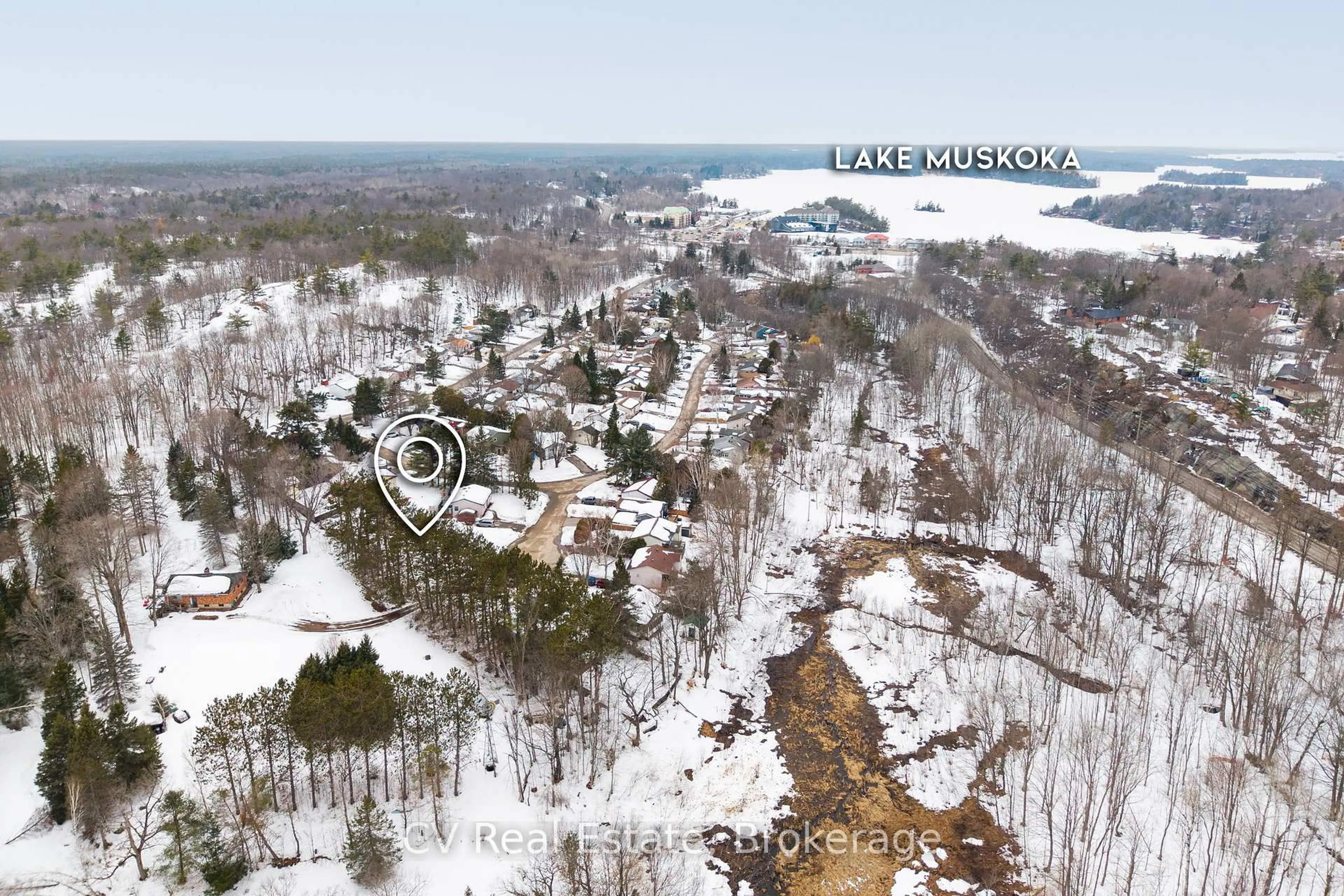A pic from outside/outdoor area/front of a property/back of a property/a pic from drone, water/lake/river/ocean view for 165 Watson Lane, Gravenhurst Ontario P1P 1P6