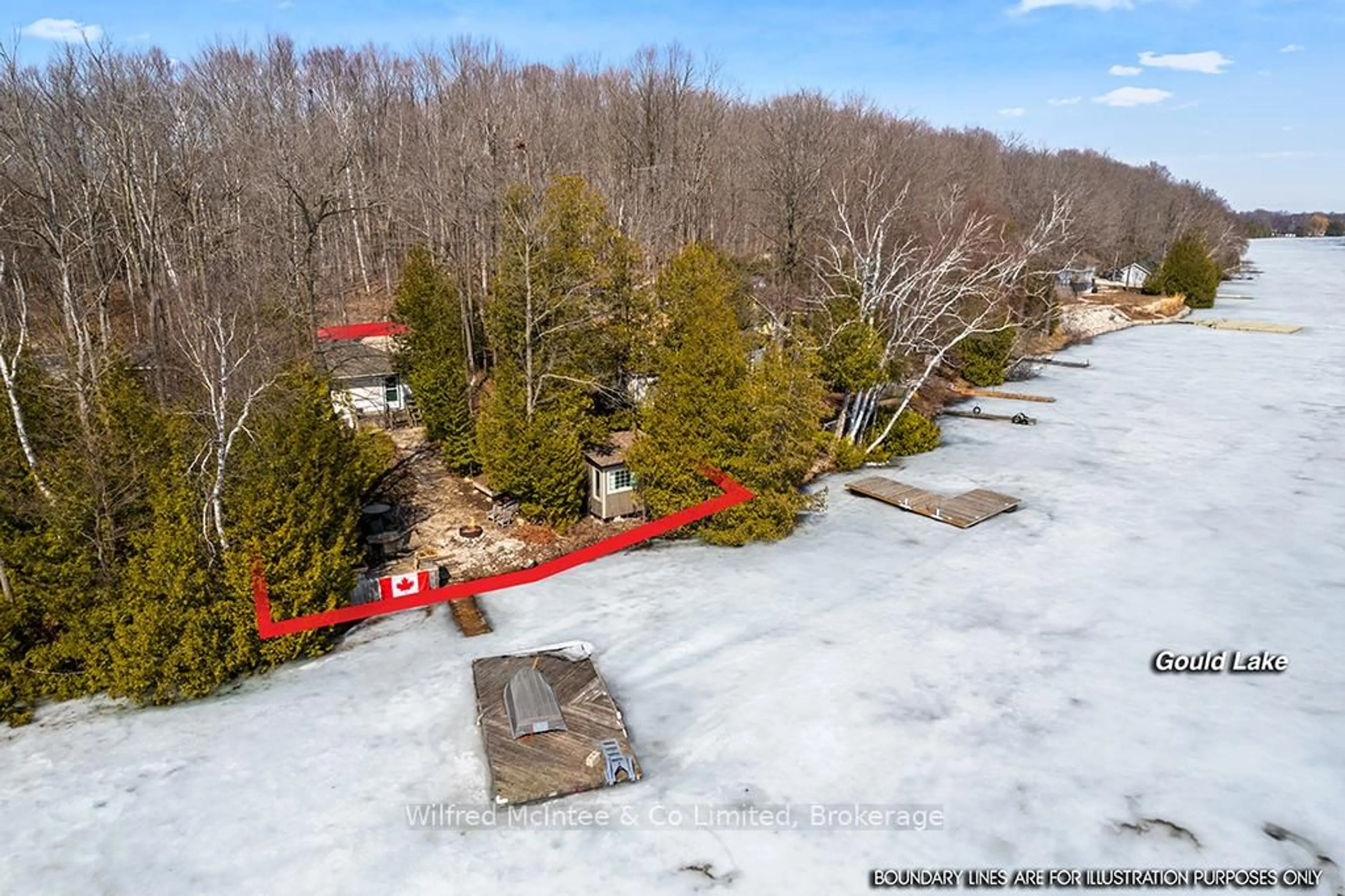 A pic from outside/outdoor area/front of a property/back of a property/a pic from drone, forest/trees view for 48 MAPLE Dr, South Bruce Peninsula Ontario N0H 1A0