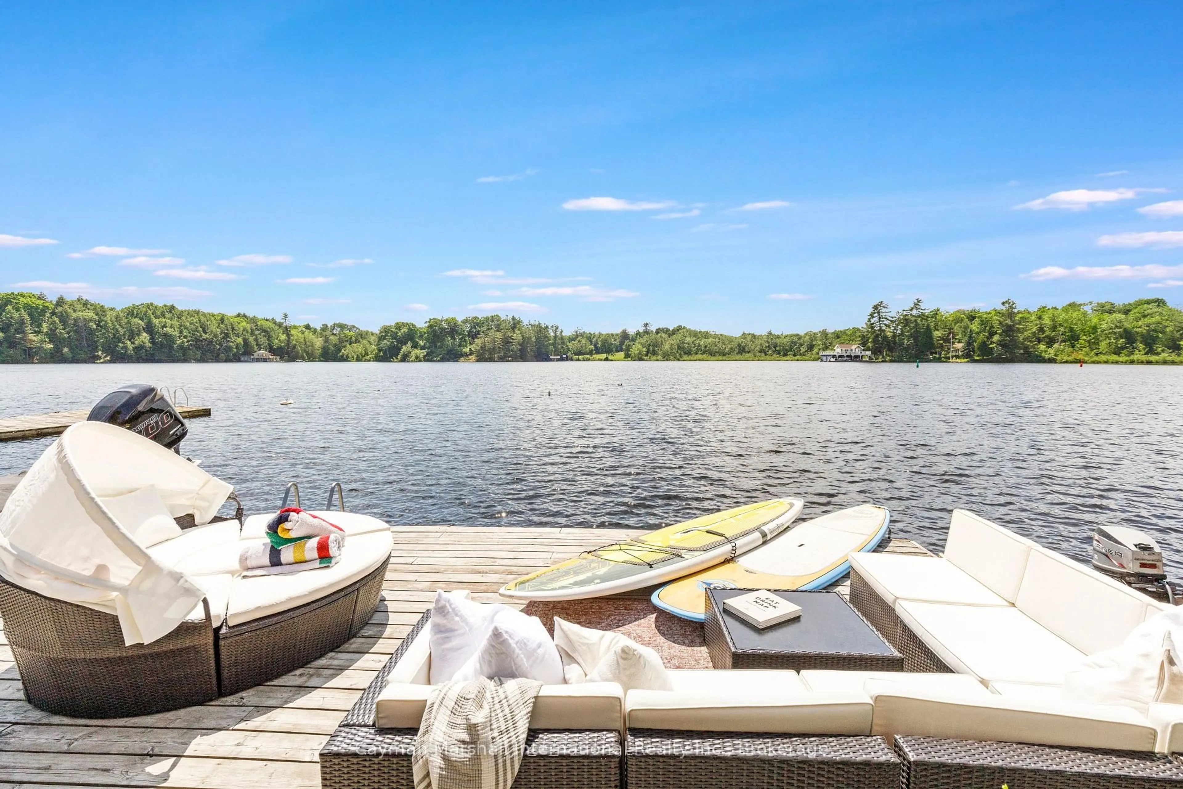 Patio, water/lake/river/ocean view for 1106 Beaumaris Rd, Muskoka Lakes Ontario P1L 0M8