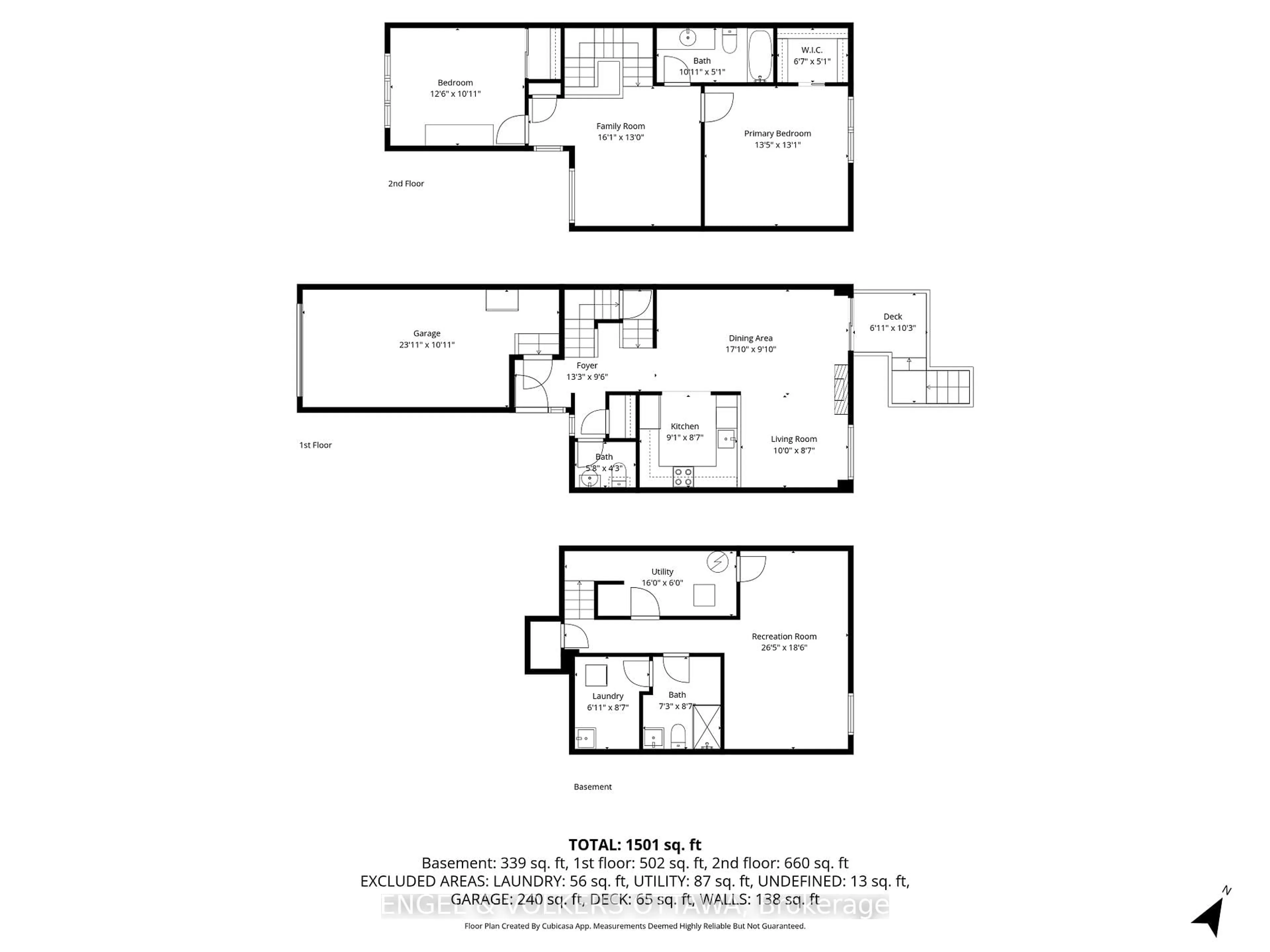 Floor plan for 293 Silbrass Private, Ottawa Ontario K2J 5M6
