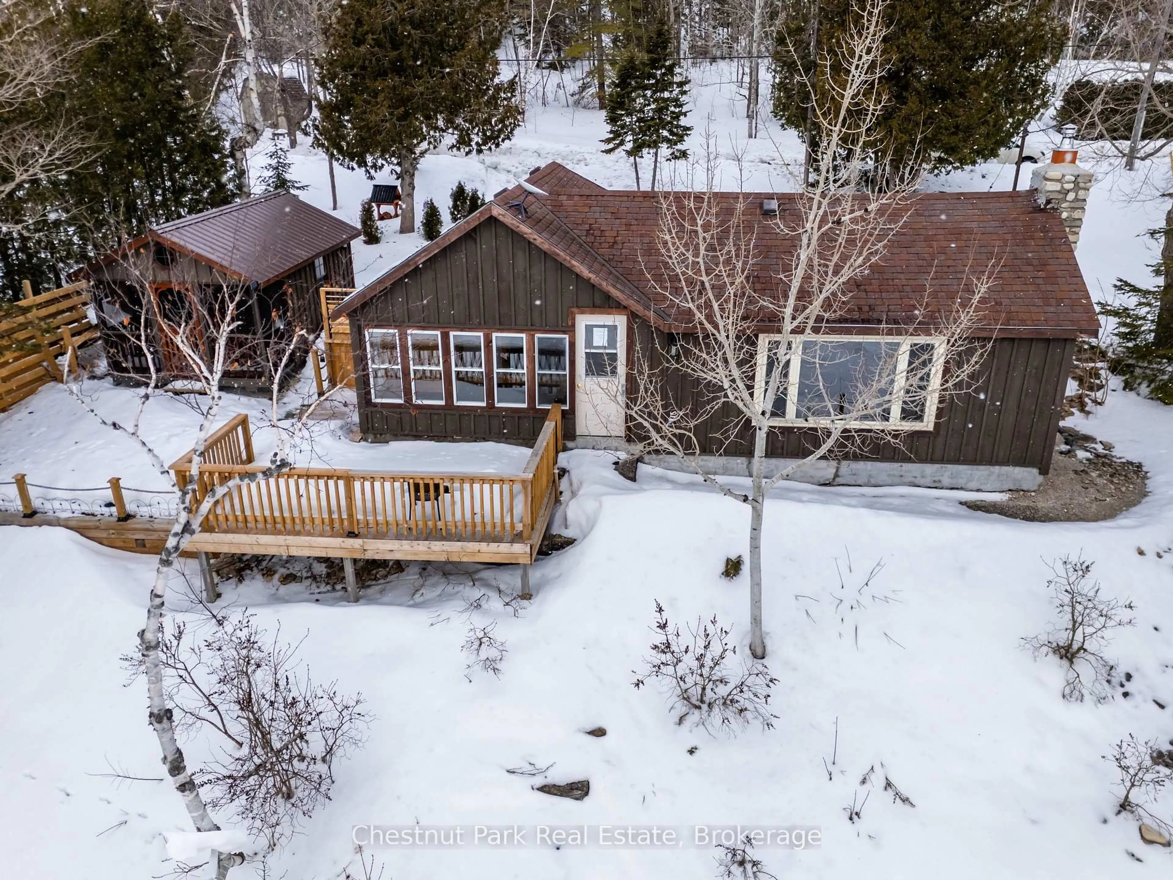 A pic from outside/outdoor area/front of a property/back of a property/a pic from drone, mountain view for 1132 Dyers Bay Rd, Northern Bruce Peninsula Ontario N0H 1Z0