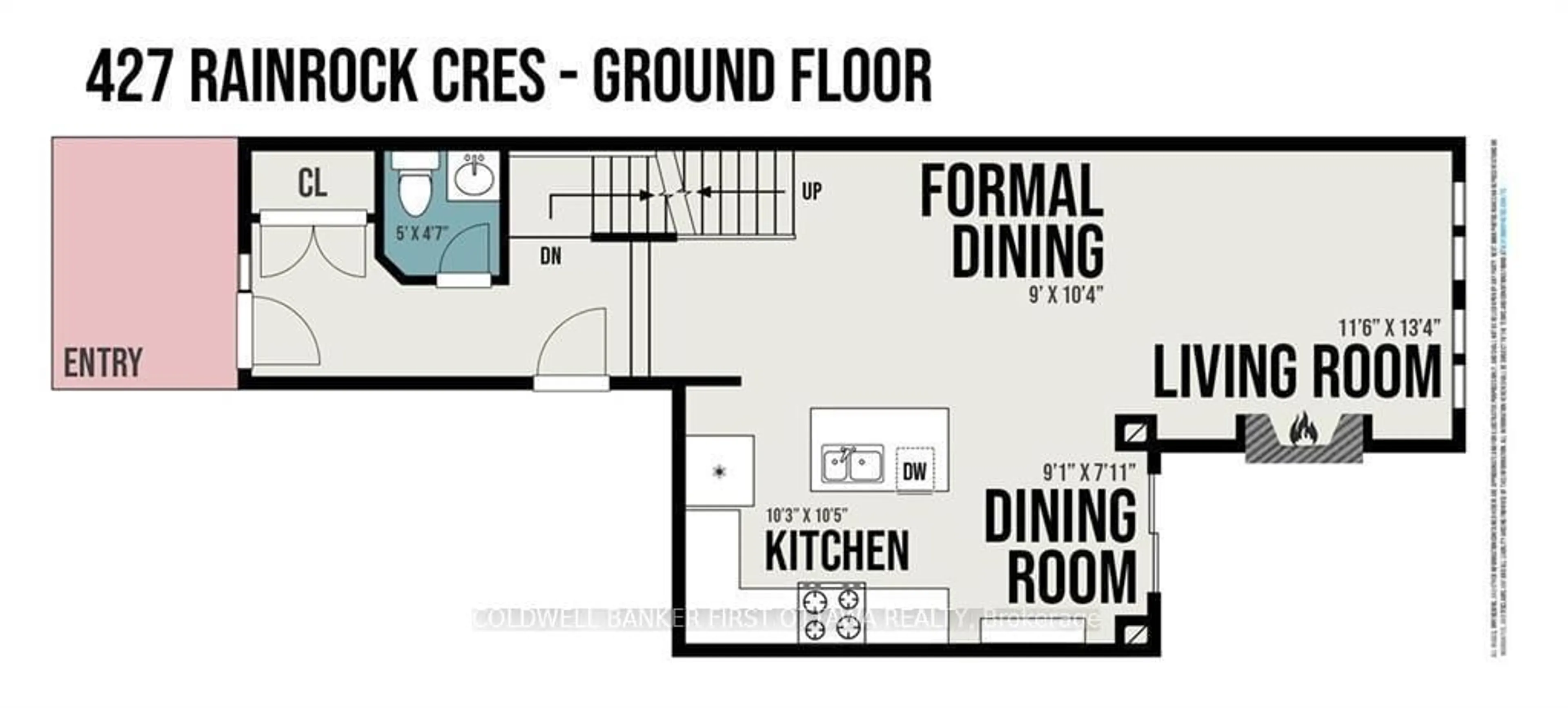 Floor plan for 427 Rainrock Cres, Ottawa Ontario K1W 0K4