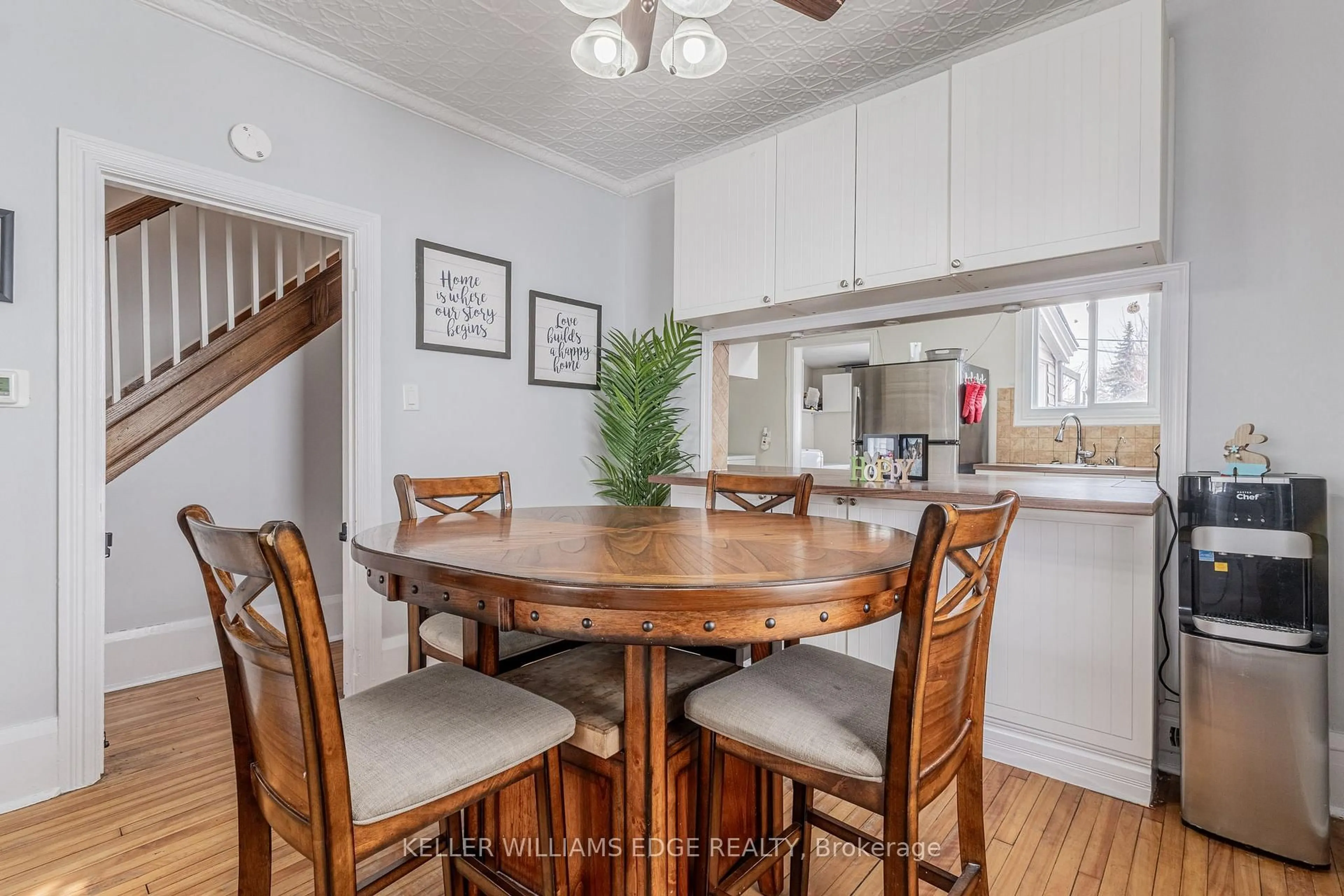 Dining room, wood/laminate floor for 20 Cambridge Ave, Hamilton Ontario L8H 1T5