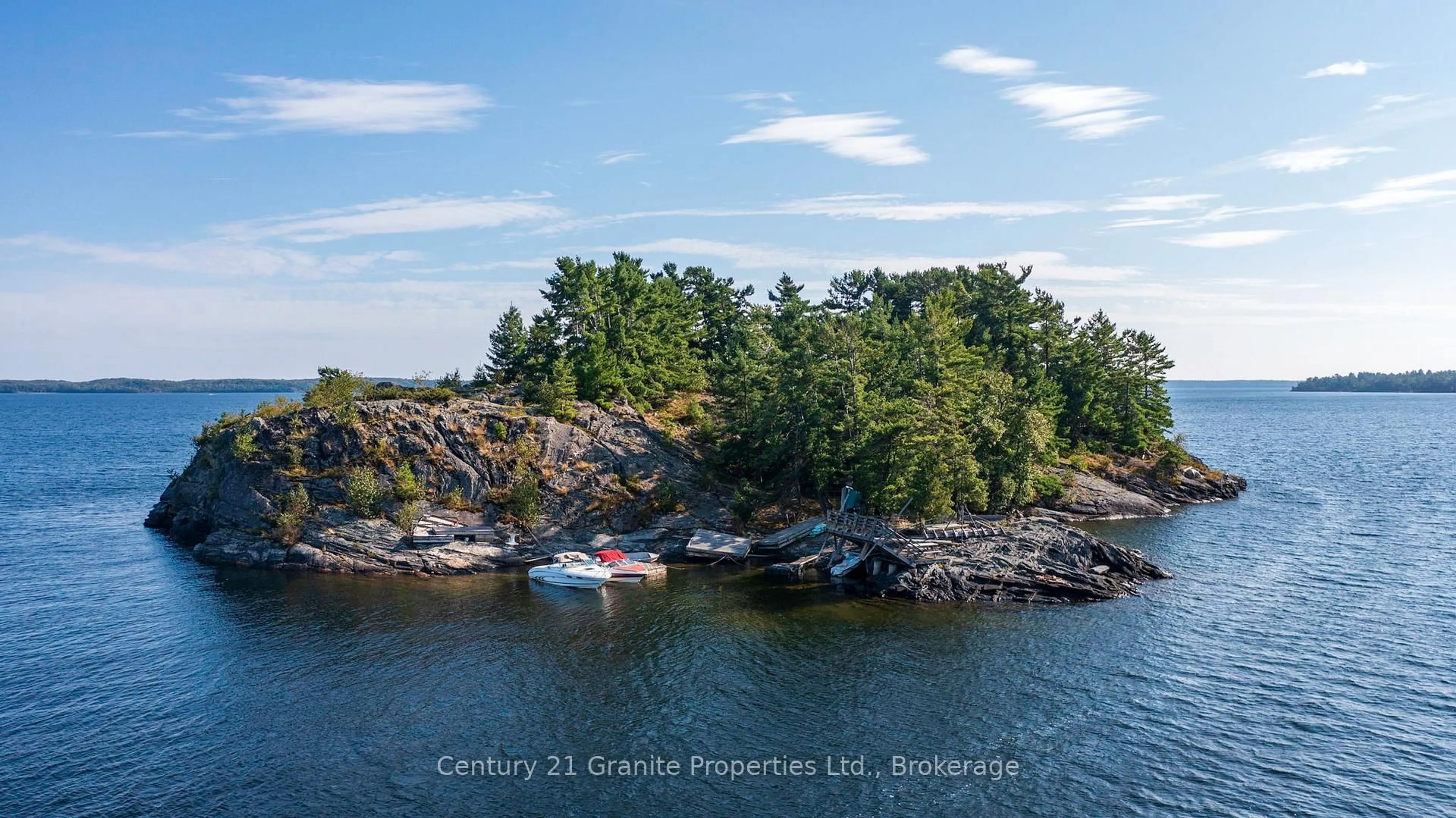 A pic from outside/outdoor area/front of a property/back of a property/a pic from drone, water/lake/river/ocean view for 1 PARTRIDGE Island, McDougall Ontario P0G 1G0