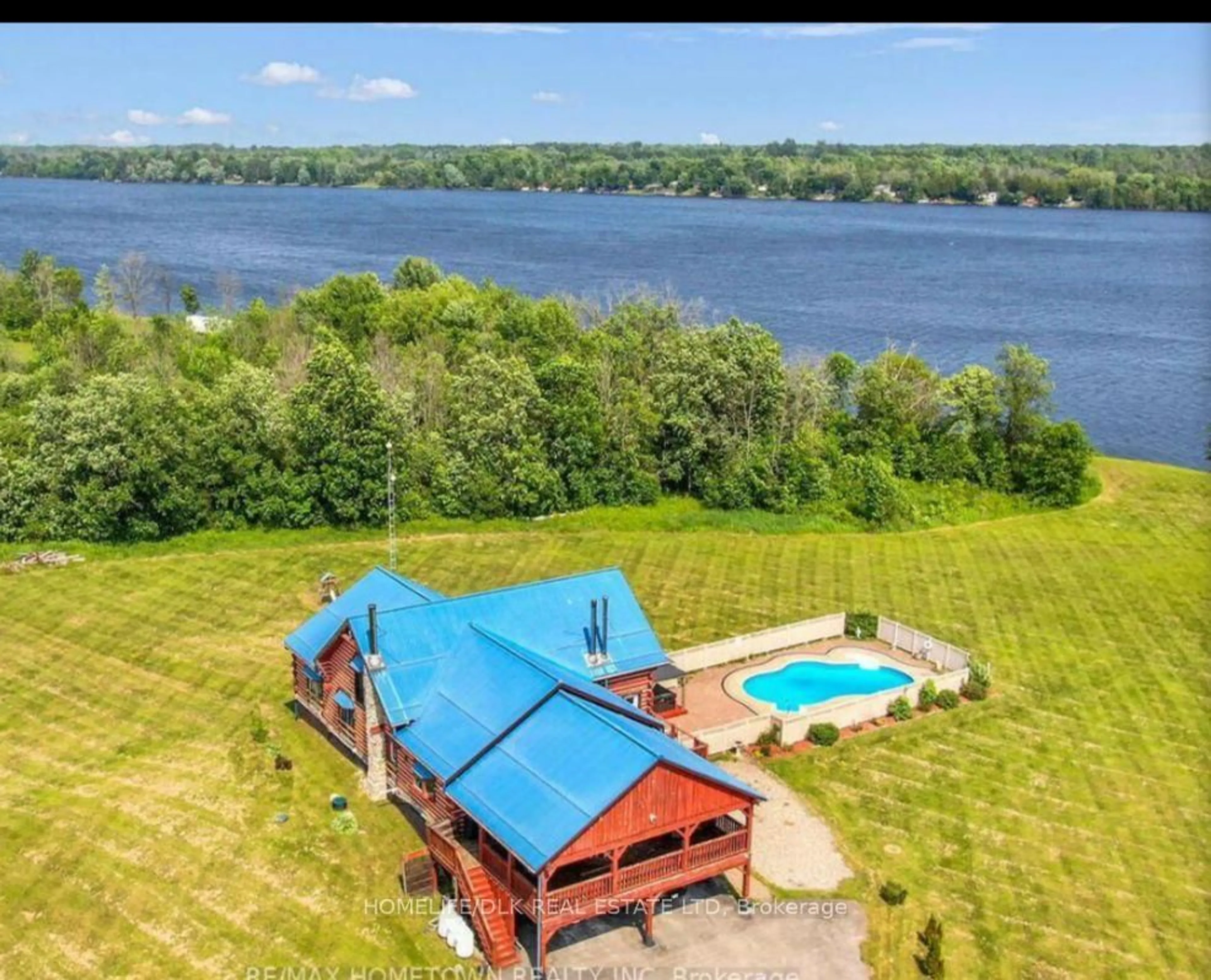 A pic from outside/outdoor area/front of a property/back of a property/a pic from drone, water/lake/river/ocean view for 333 County Road 5 Rd, Front of Yonge Ontario K0E 1R0
