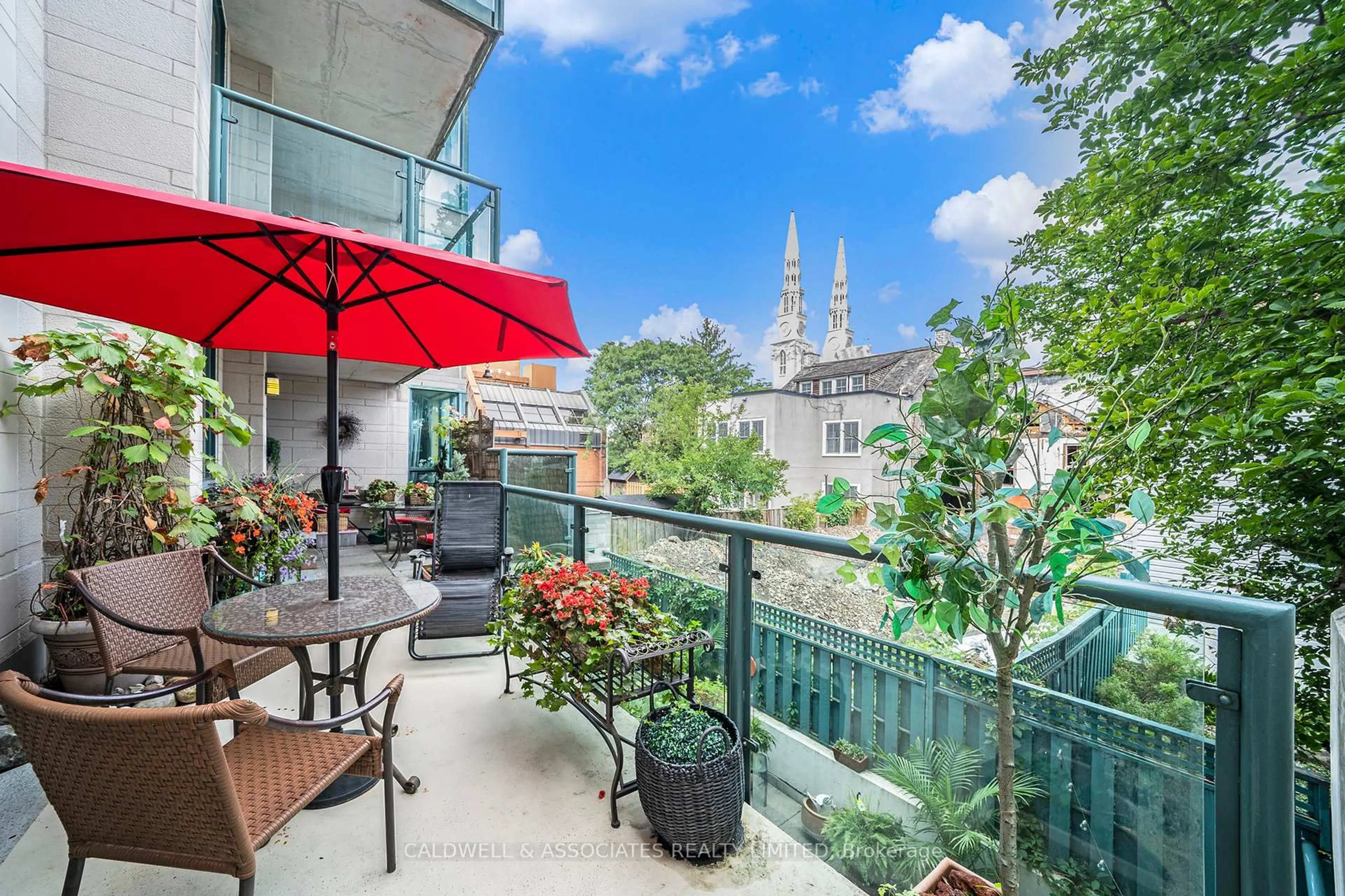 Balcony in the apartment, city buildings view from balcony for 15 Murray St #104, Ottawa Ontario K1N 9M5